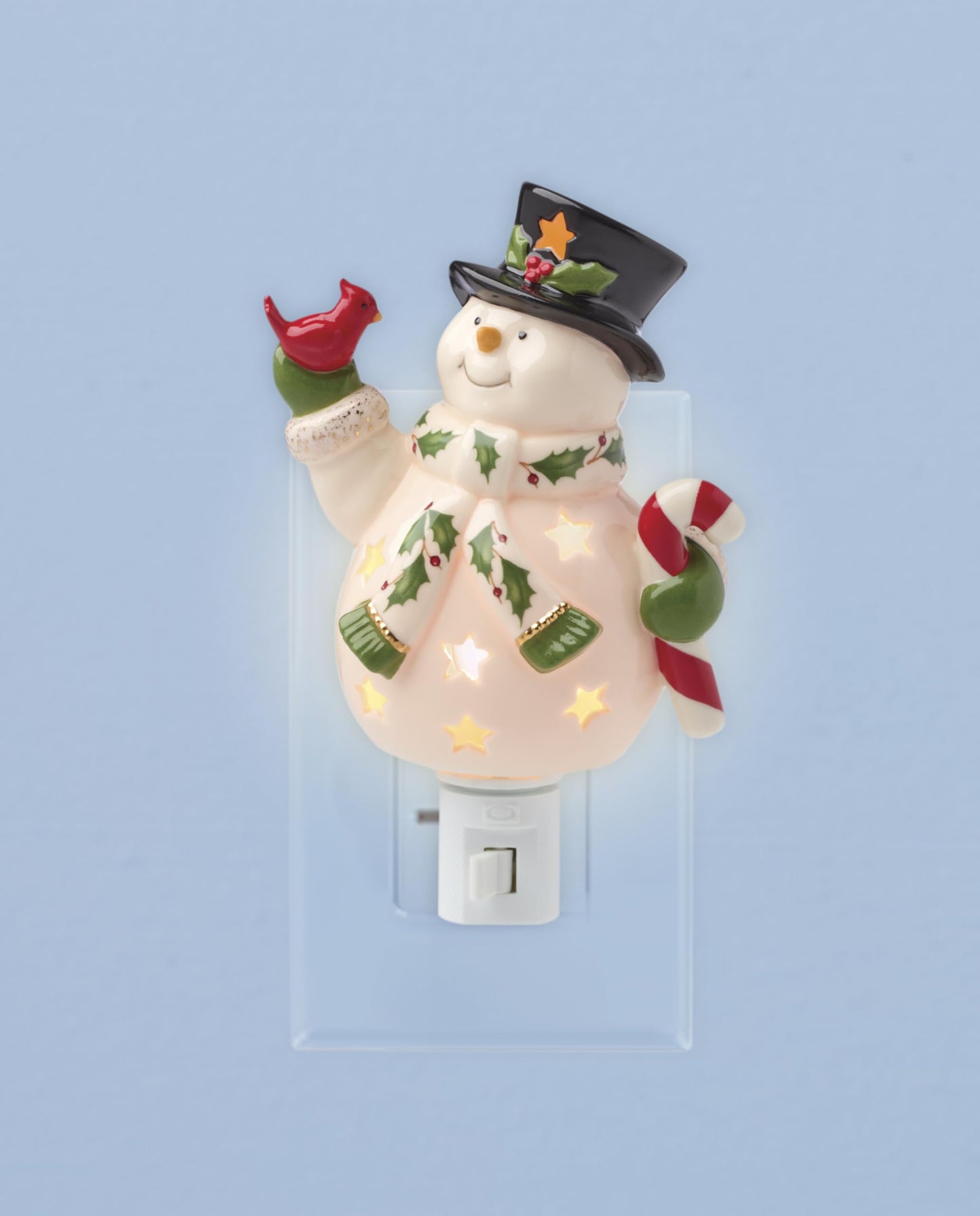 Lenox 897958 Happy Holly Days Snowman Night Light, Christmas Decorations, Decor