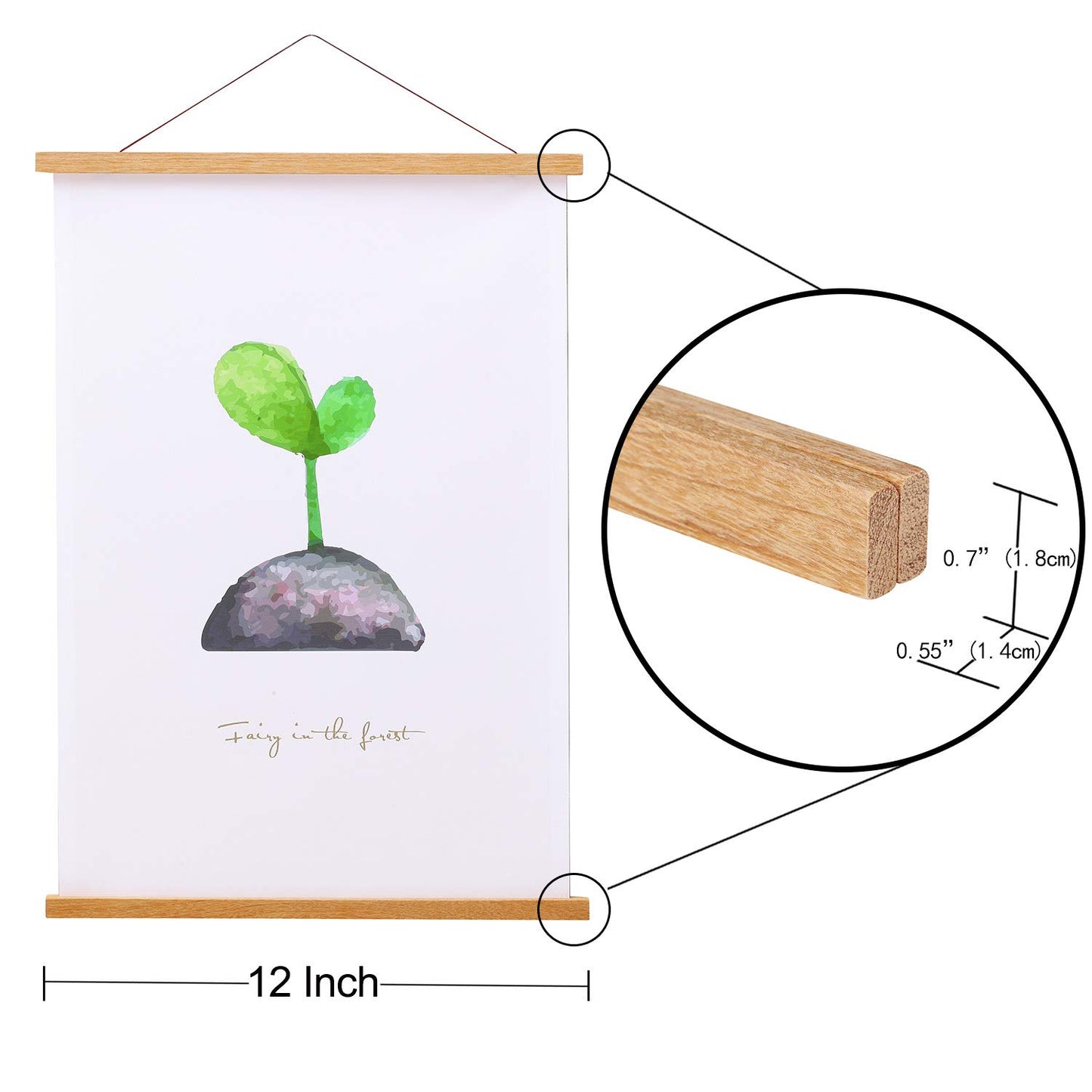 FALAMON Magnetic Poster Hanger Frame, 12x16 12x18 12x24 Teak Wood Magnet Poster Frame for Posters, Prints, Photos, Pictures, Maps, Scrolls, and Canvas Artwork