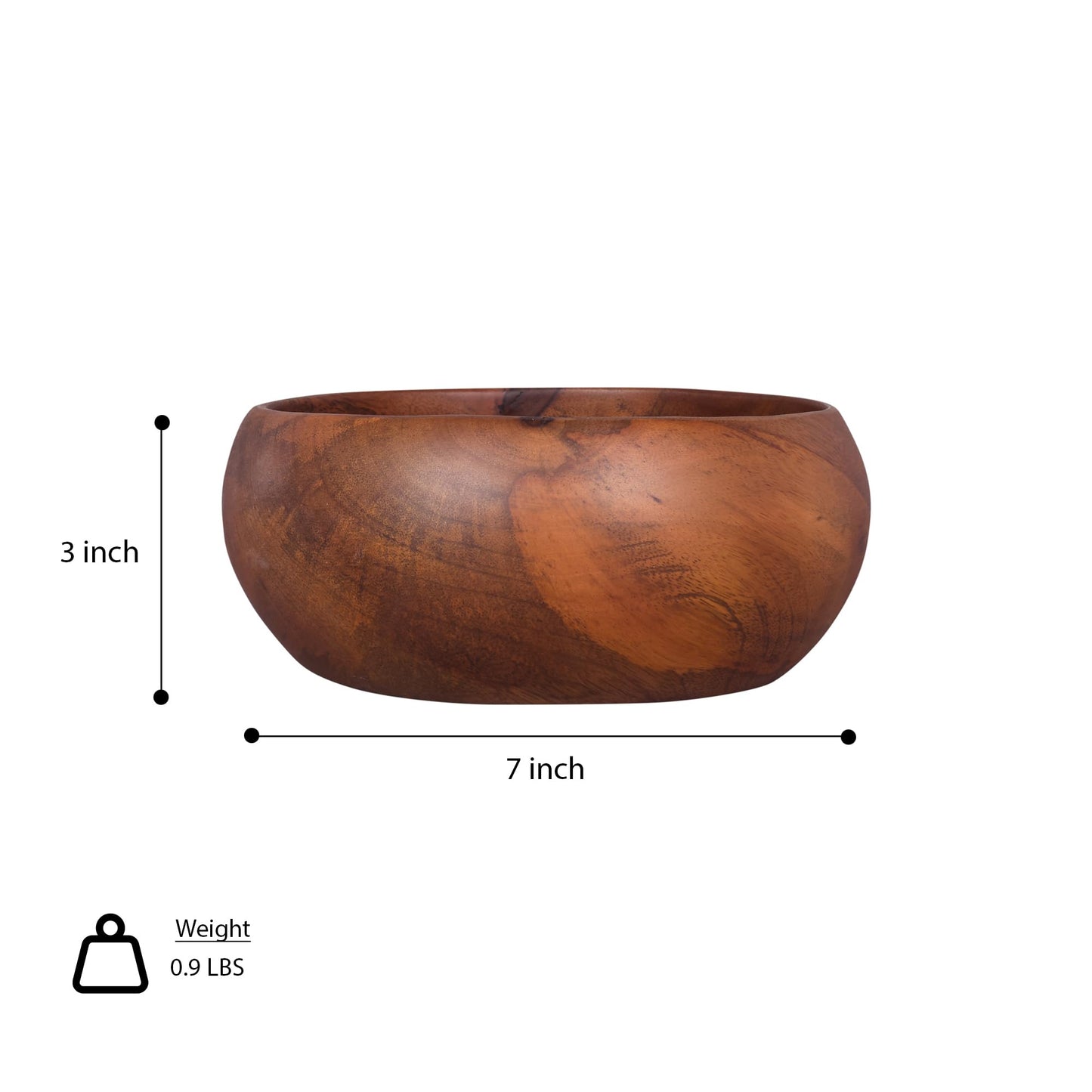 GoCraft Wooden Bowl with Matte Finish – Handcrafted Mango Wood Serving Bowl for Salads, Snacks & Décor – Rustic & Minimalist Kitchenware