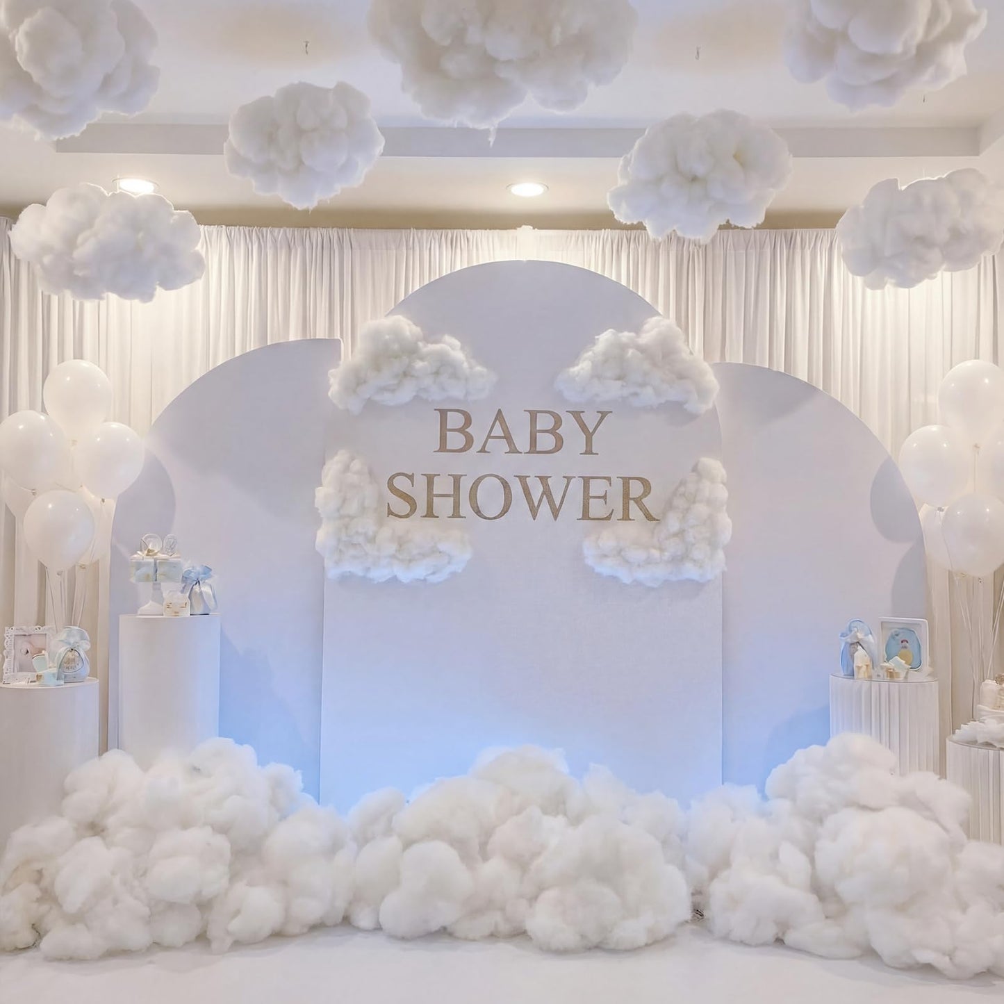 Shappy 10.58 Ounce/ 300 g Christmas Fake Clouds Snow Decoration Artificial White Cloud Fiber Faux Fluffy Snow Indoor Soft Artificial Fake White Cotton Winter Craft Decor Xmas Tree Village Displays