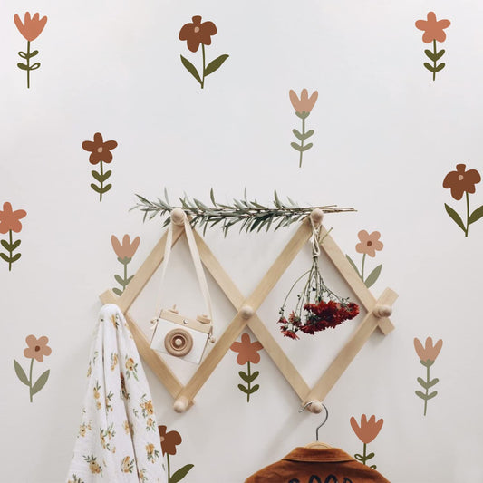YouRfocus Boho Flower Wall Decals 72 PCS, Boho Decal Sticker for Girls Living Room Playroom Nursery, Removable Decals Kids Room Decor Vinyl Murals DIY Cute Decorations (12 Sheets)