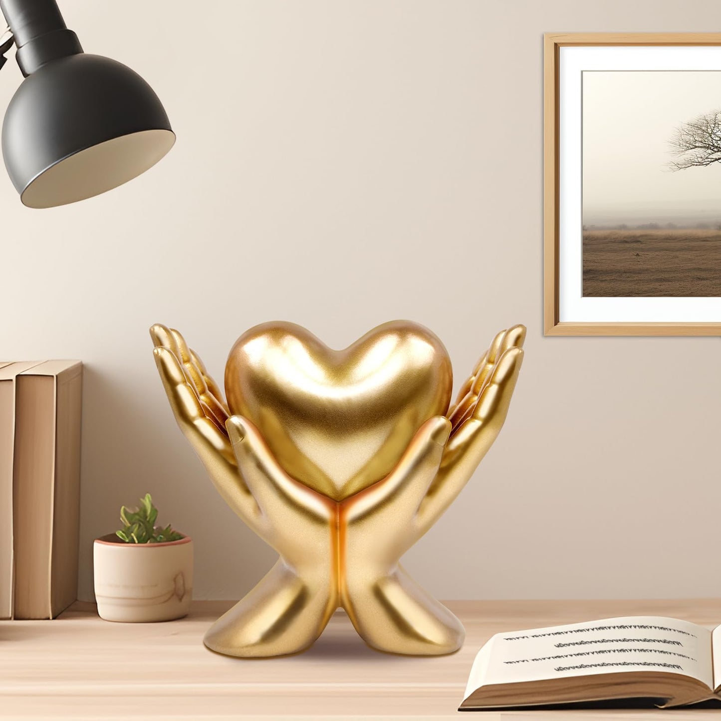 COJOSQC Home Mantel Decor Accents, Minimalist Heart Decoration and Accessories, Living Room, Office, Dining Table, TV Stand, Library Peace Sign Hand Sculpture， Coffee Shelf Ornament (Small), valentine