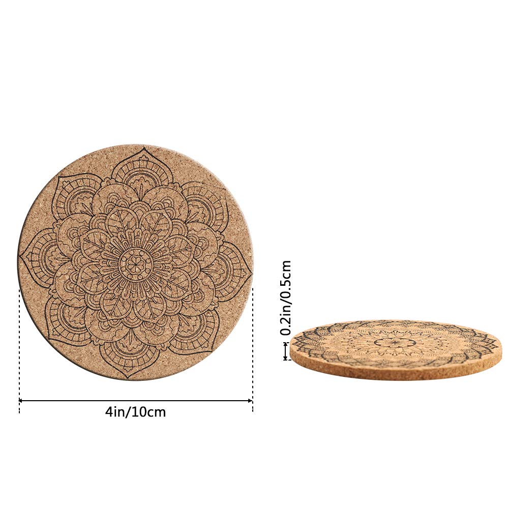 Soleebee Cork Coasters for Drinks, Reusable Cup Mat Round Cork Coasters Set for Home, Office, Bar, Restaurant - 4 Inches (Pack of 9)