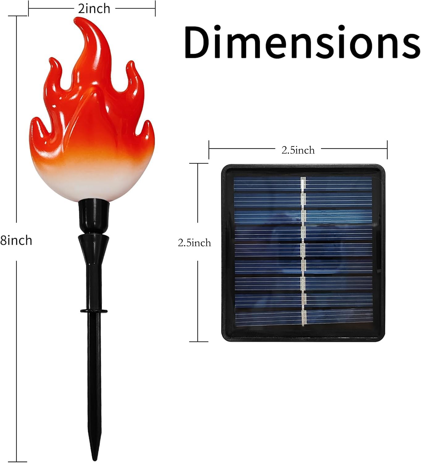 ALENEY Christmas Light Solar Lights Outdoor, 6.2Ft Cute Flame Light String with Stake, Waterproof 10 LED Garden Decor for Outside Patio Pathway Yard Halloween Decorations, Warm White