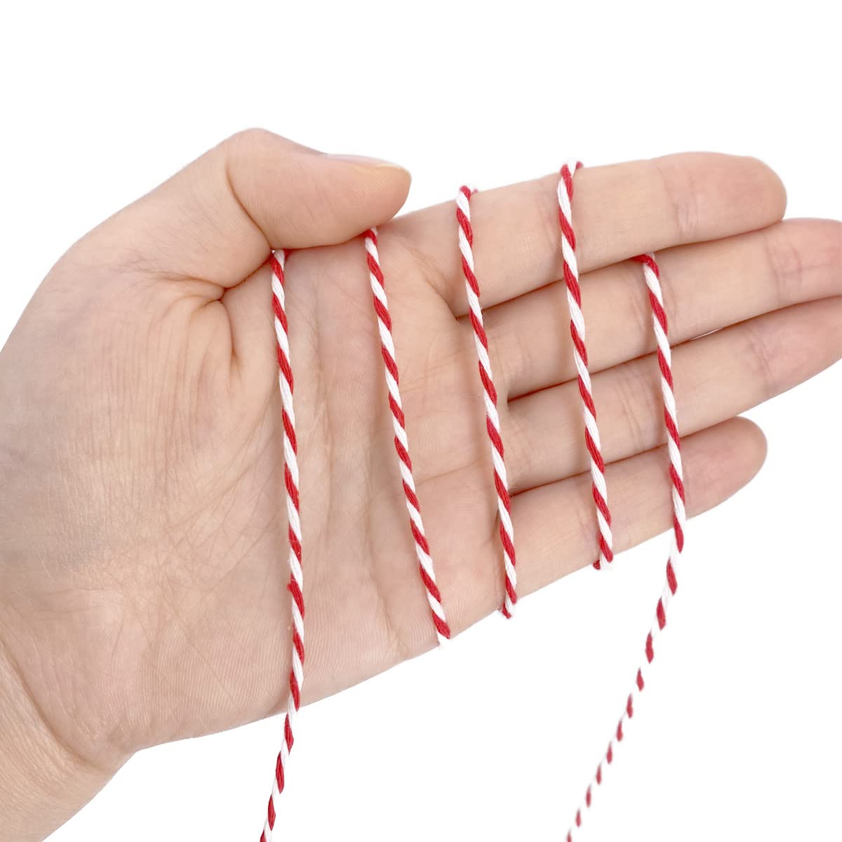 Cotton Twine Red and White Baker String 2mm Thick 328 Feet Christmas Twine for Gift Wrapping DIY Crafts Home Decoration Gardening