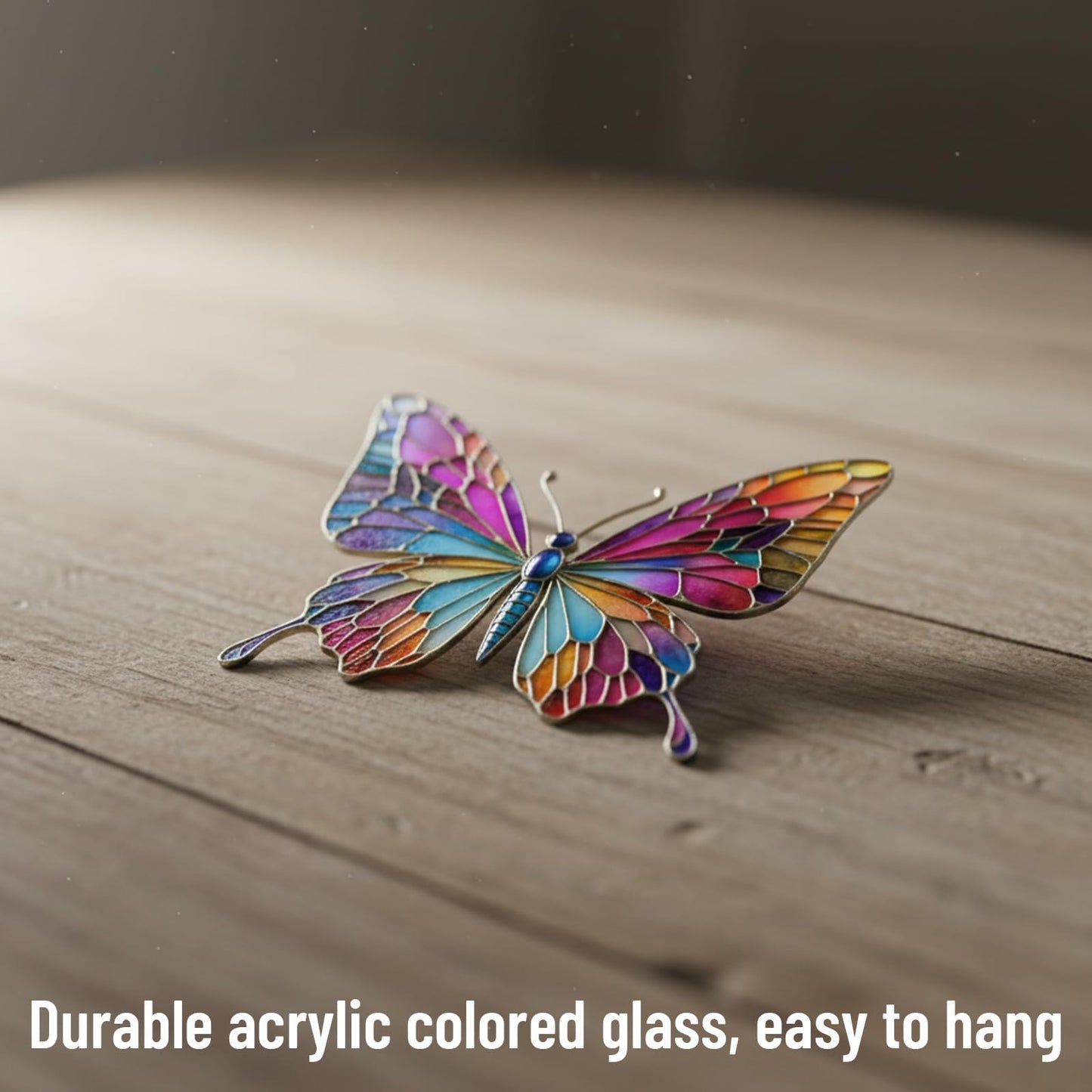Stained Glass Window Hanging Butterfly Ornaments, 4-Piece Acrylic Sun Catchers Indoor Window,Indoor Window Decor, Faux Stained Glass Effect Gift for Her,Keepsake Ornament Set