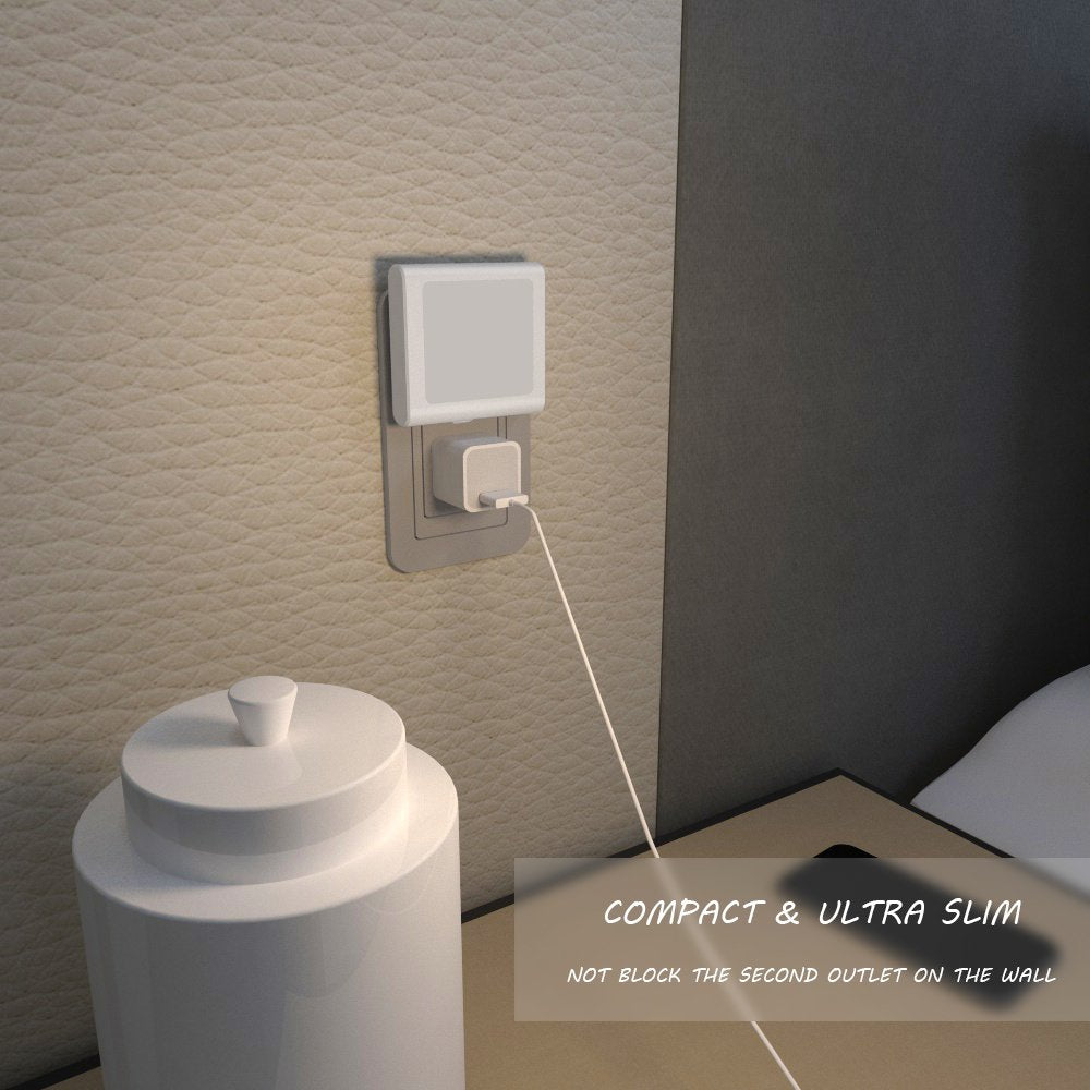 MAZ-TEK Plug in Dimmable Led Night Light with Auto Dusk to Dawn Sensor, Soft Warm White Nightlights for Hallway,Bedroom, Kids Room, Kitchen, Stairway, 4 Pack