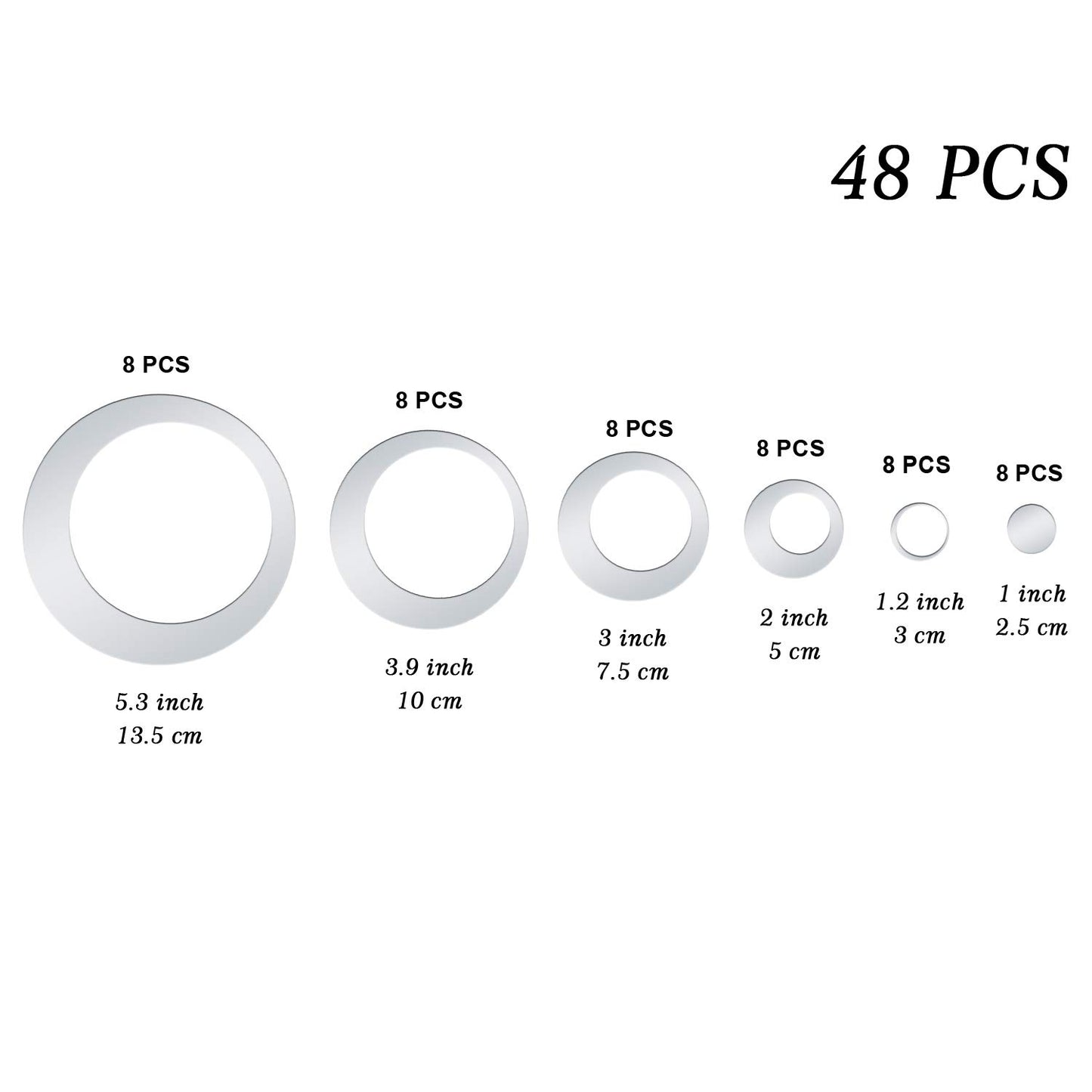 Removable Wall Sticker Decal Acrylic Mirror Setting for Home Living Room Bedroom Decor (Style A, 48 Pieces)