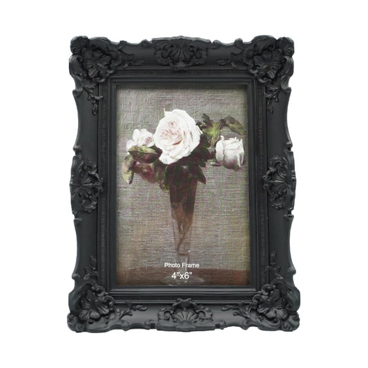CISOO 4x6 Vintage Picture Frame Antique Ornate Black Photo Frame, for Table Top and Wall Display, Decorative Floral Design Retro Home Decor, Photo Gallery Art