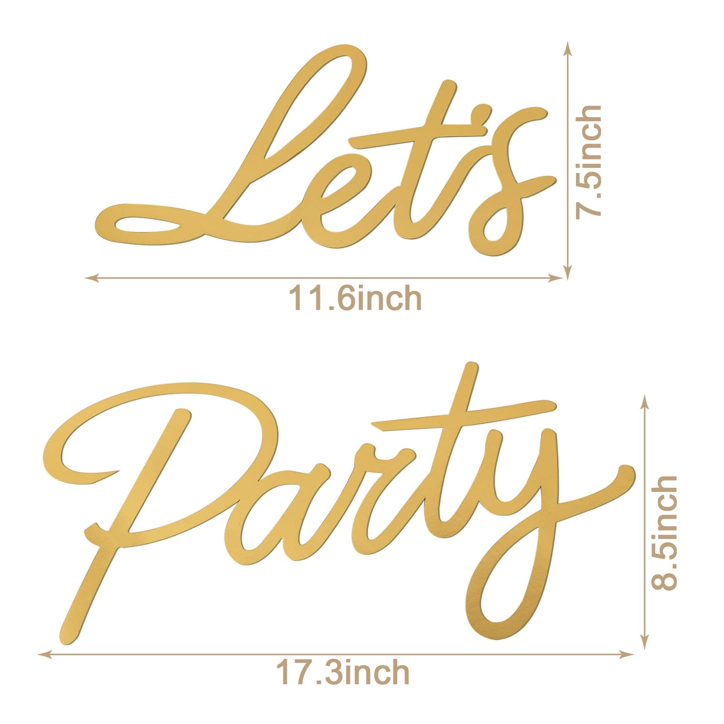 MASTRON Let's Party Sign for Backdrop - 'Let's Party' Sign Decal for Balloon Arch Birthday Graduation Wedding Bachelorette Christmas Celebrate Decorations (Gold)