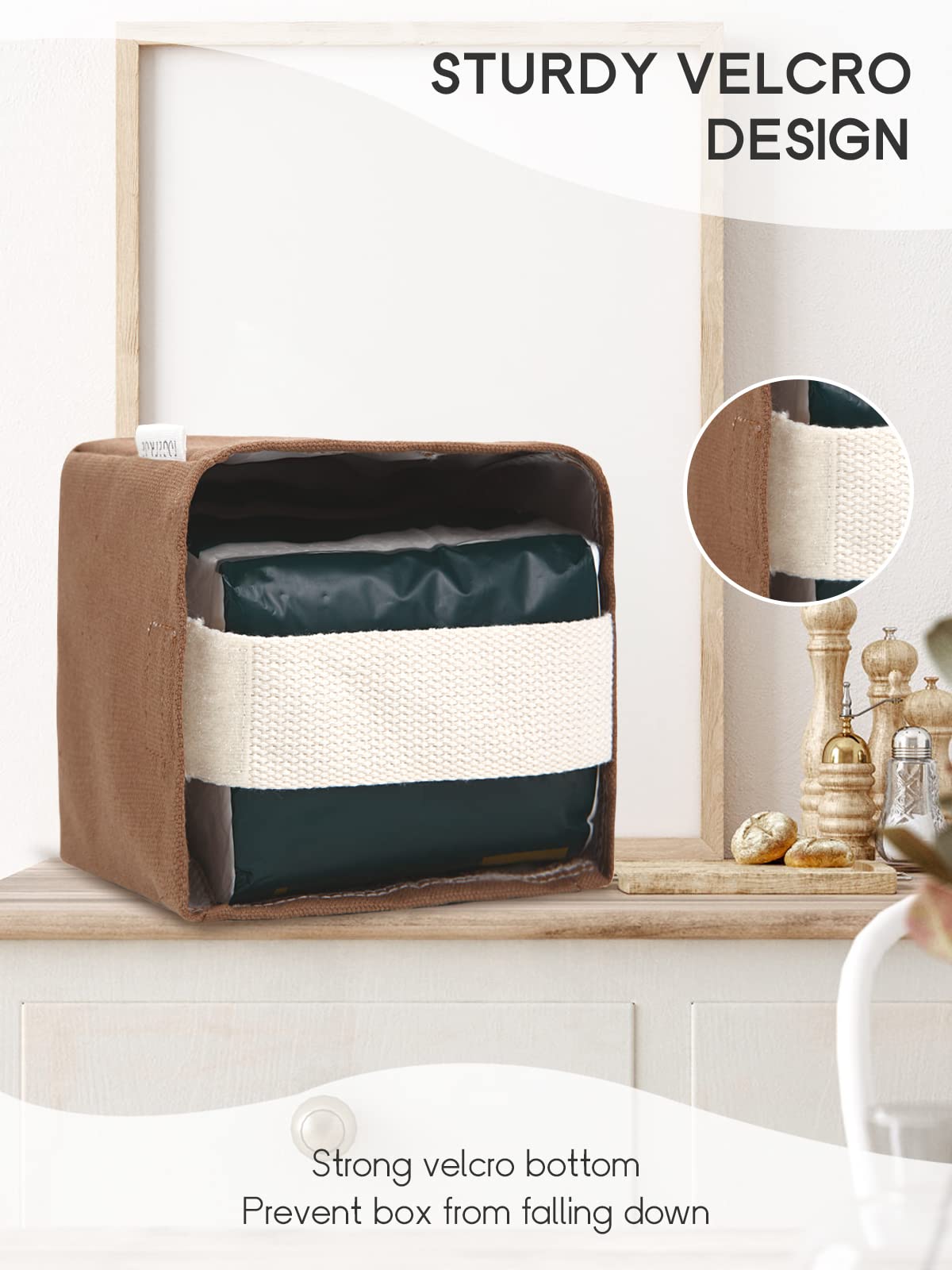 Tissue Box Cover, Reusable Fabric Tissue Holder, Square Canvas Tissue Holders Decorative for Bathroom Vanity Countertop, Bedroom, Tabletop and Living Room