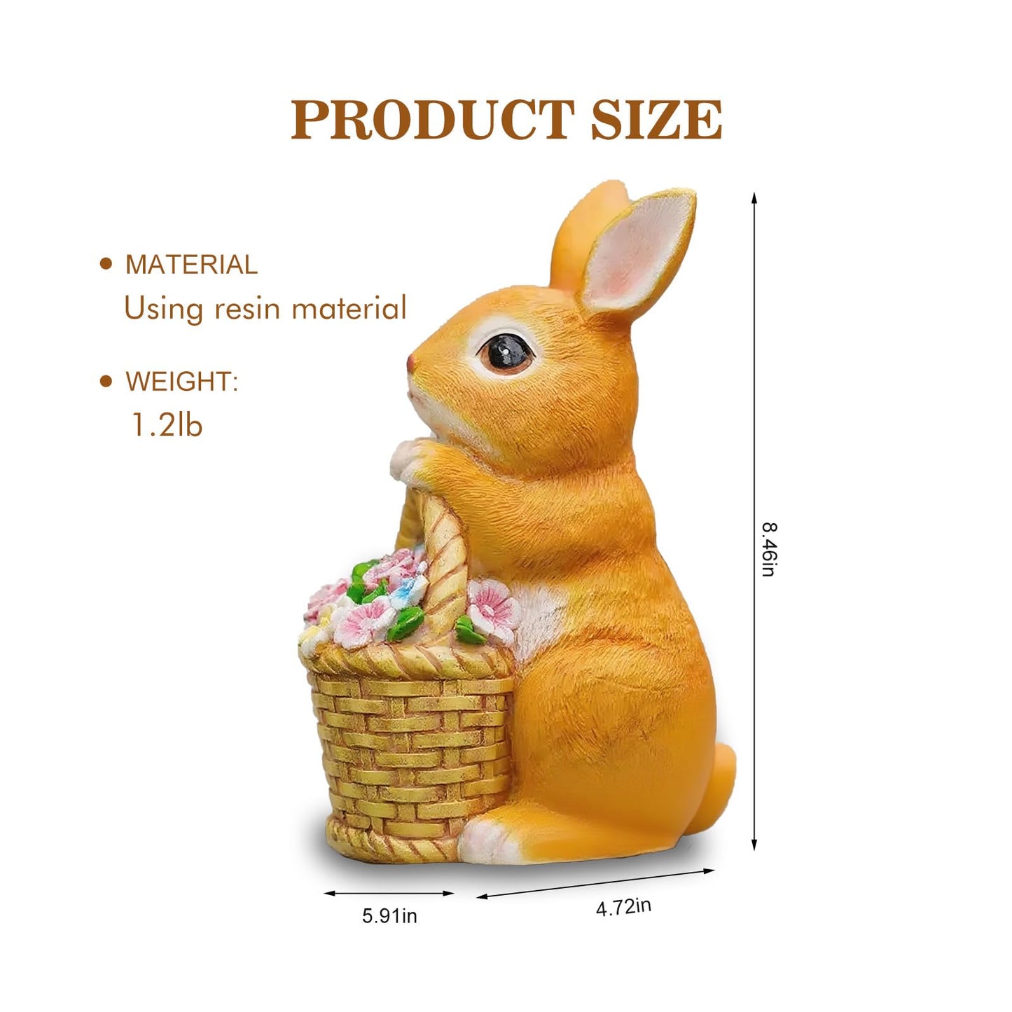 Fyrelly Solar-Powered Light-Up Rabbit Garden Statue, 6x5x8.5 Inches Waterproof Outdoor Decor for Yard Lawn Patio Porch Balcony, Ideal Easter Christmas for Mom Grandma Women