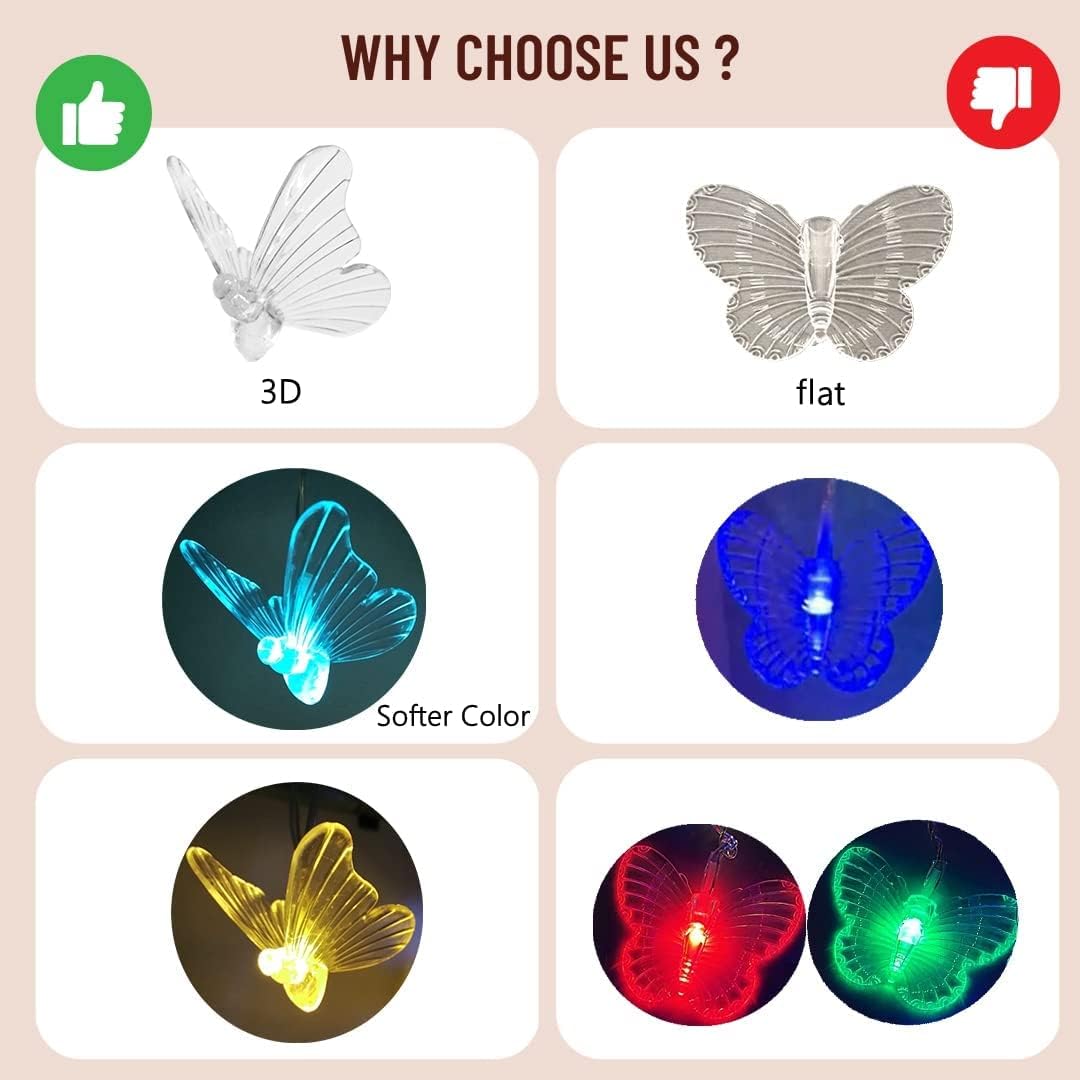 Butterfly Fairy Lights for Bedroom Curtain Lights Twinkle Pastel Cute String Lights Led Hanging for Kids Girls Room for Wall Bed Ceiling Decor with Remote Dimmer
