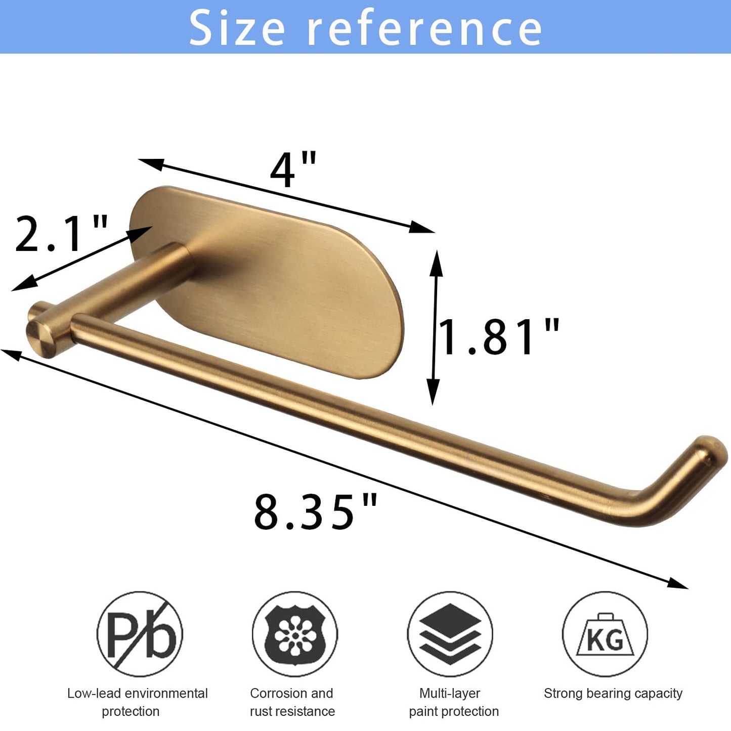 TocTen Hand Towel Holder/Towel Ring, No Drilling Stick on Wall Hand Towel Bar, SUS 304 Stainless Steel Hand Towel Rod, Strong Self Adhesive Hand Towel Rack/Hanger for Bathroom Kitchen (Brushed Gold)