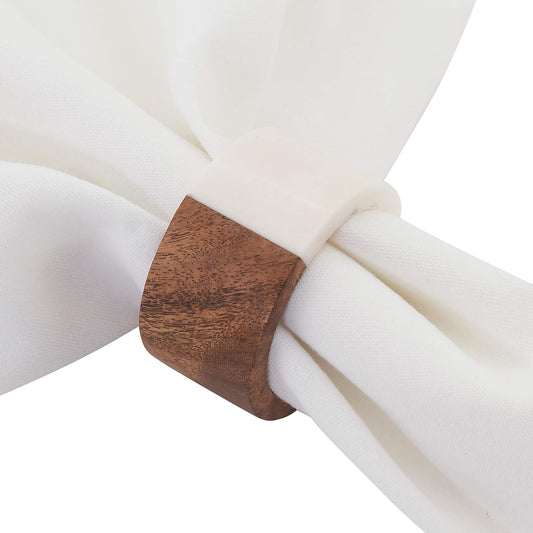 SHAFA IMPEX Classic Handmade Resin Napkin Rings Set, Dining Table Holders for Everyday, Holiday, Christmas, Thanksgiving, Farmhouse Decor (Wooden Resin, Set of 12)