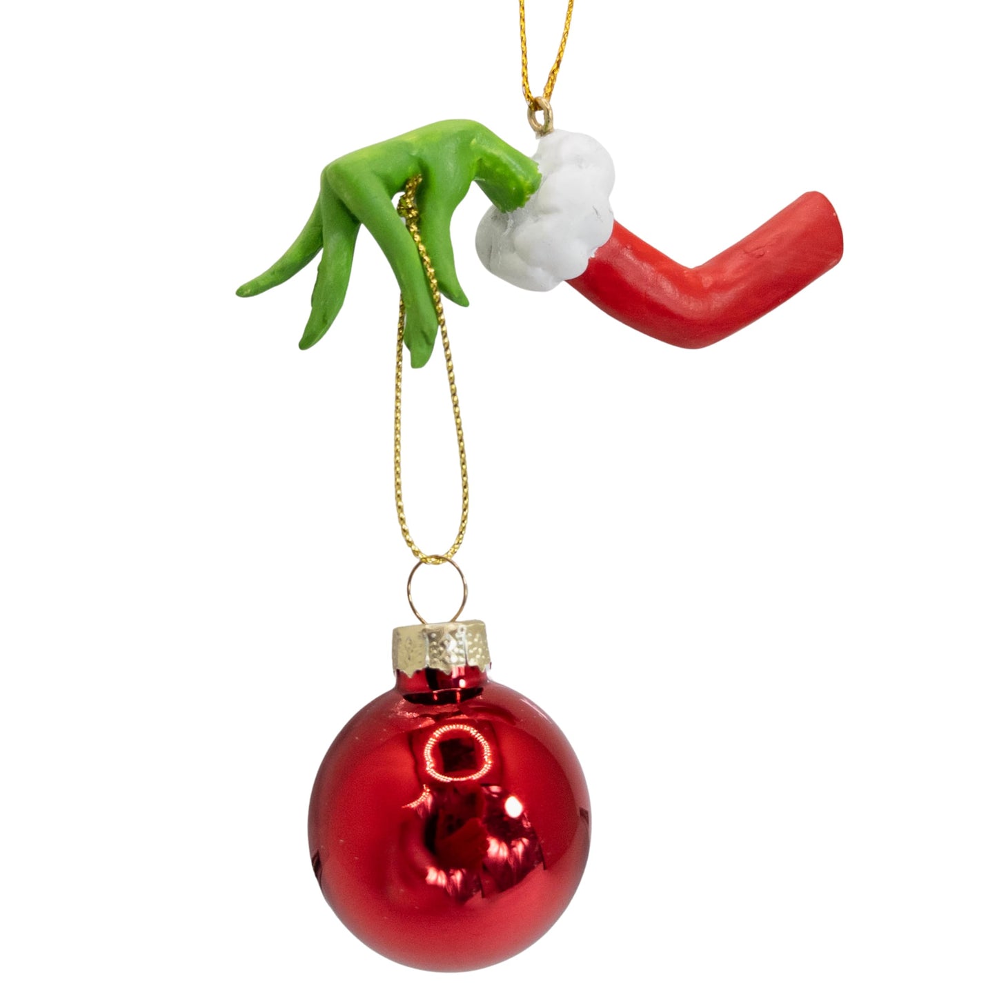 Green Monster Hand Stealing Red Bulb Christmas Tree Decoration Funny Ornament for Naughty Grinches
