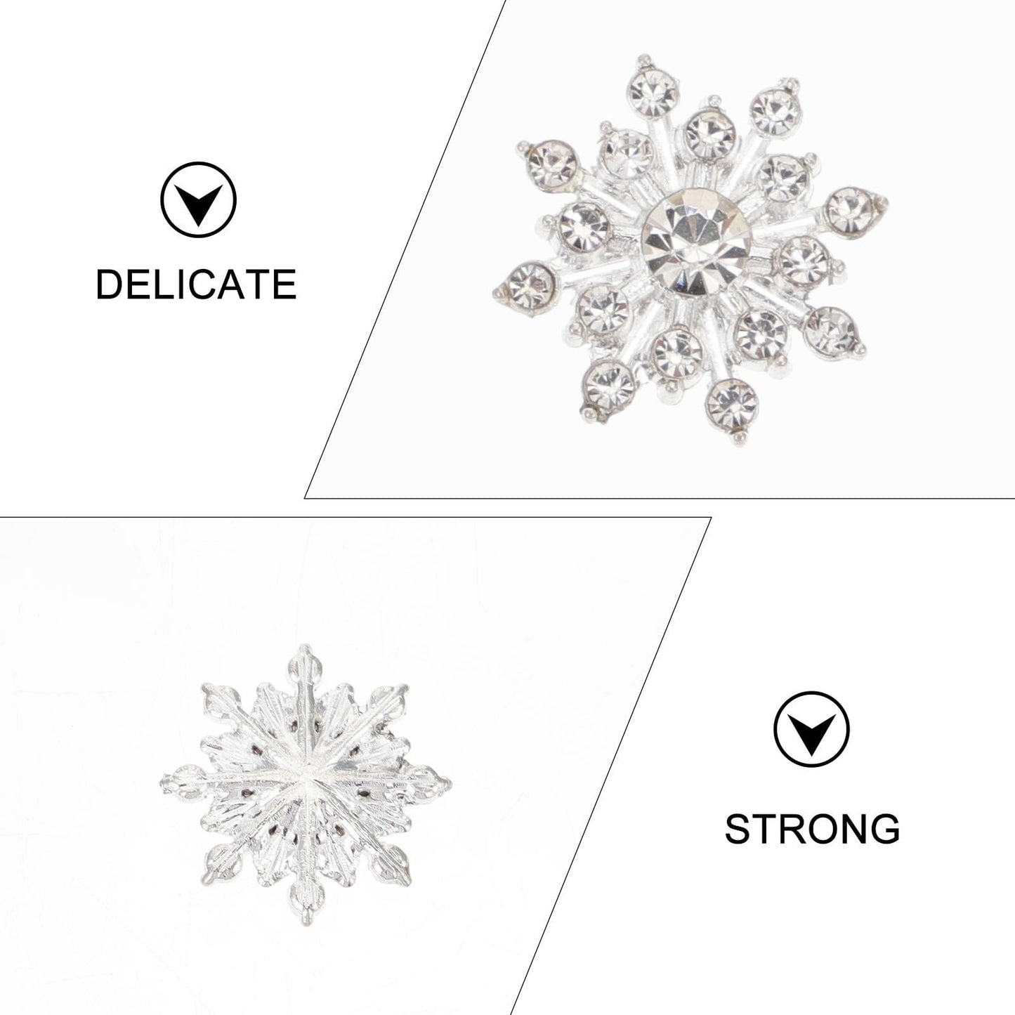 Amosfun 20pcs Silver Crystal Snowflake Pearl Rhinestone Applique Embellishments for Buttons Brooches Crafts Flower Hair Accessories