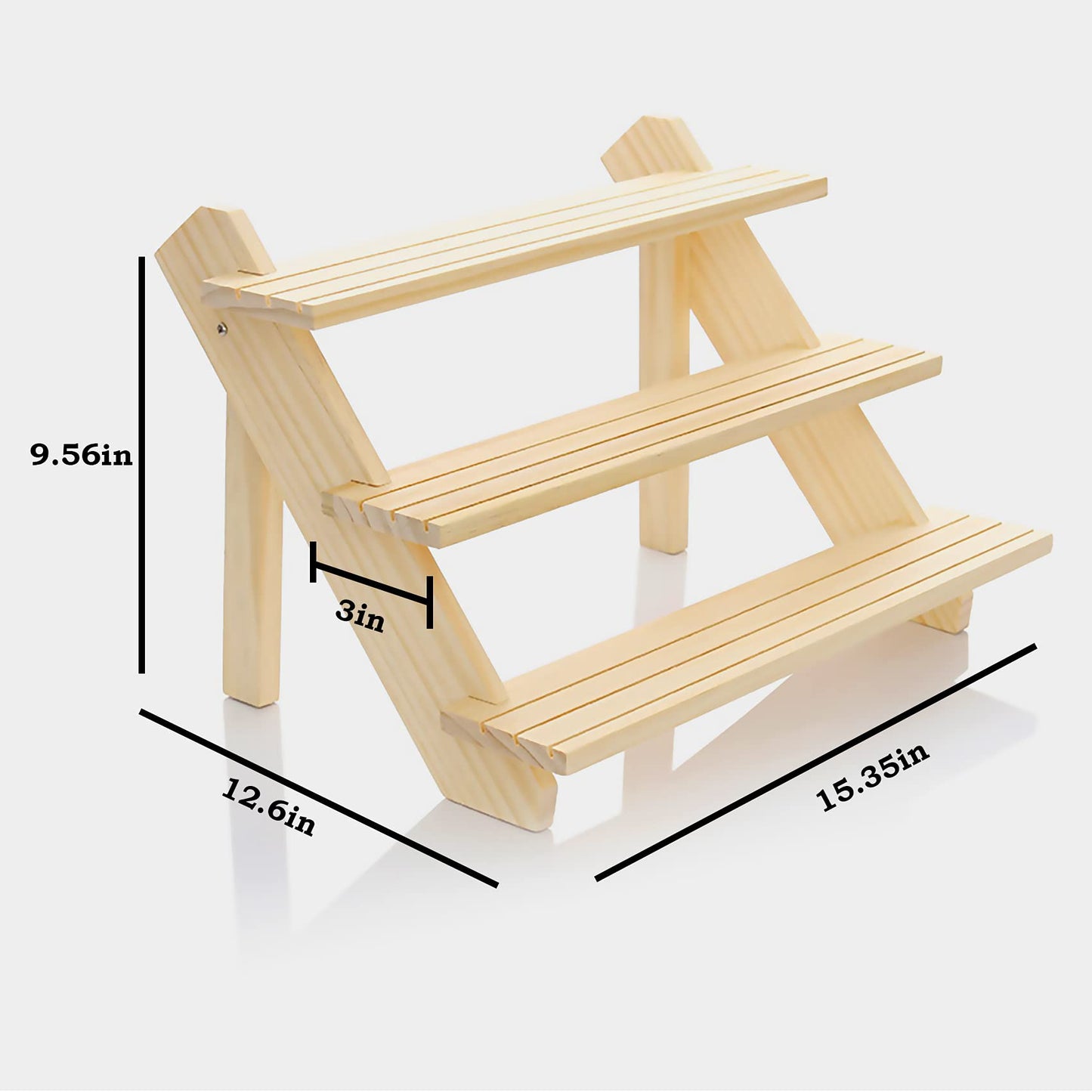LUBANHAND 3 Steps Display Riser 2pcs Earring Display Stands Showcase Cascading Merchandise Organizer Tray Vendor Display Supplies for Tabletop Shows Solid Wood…