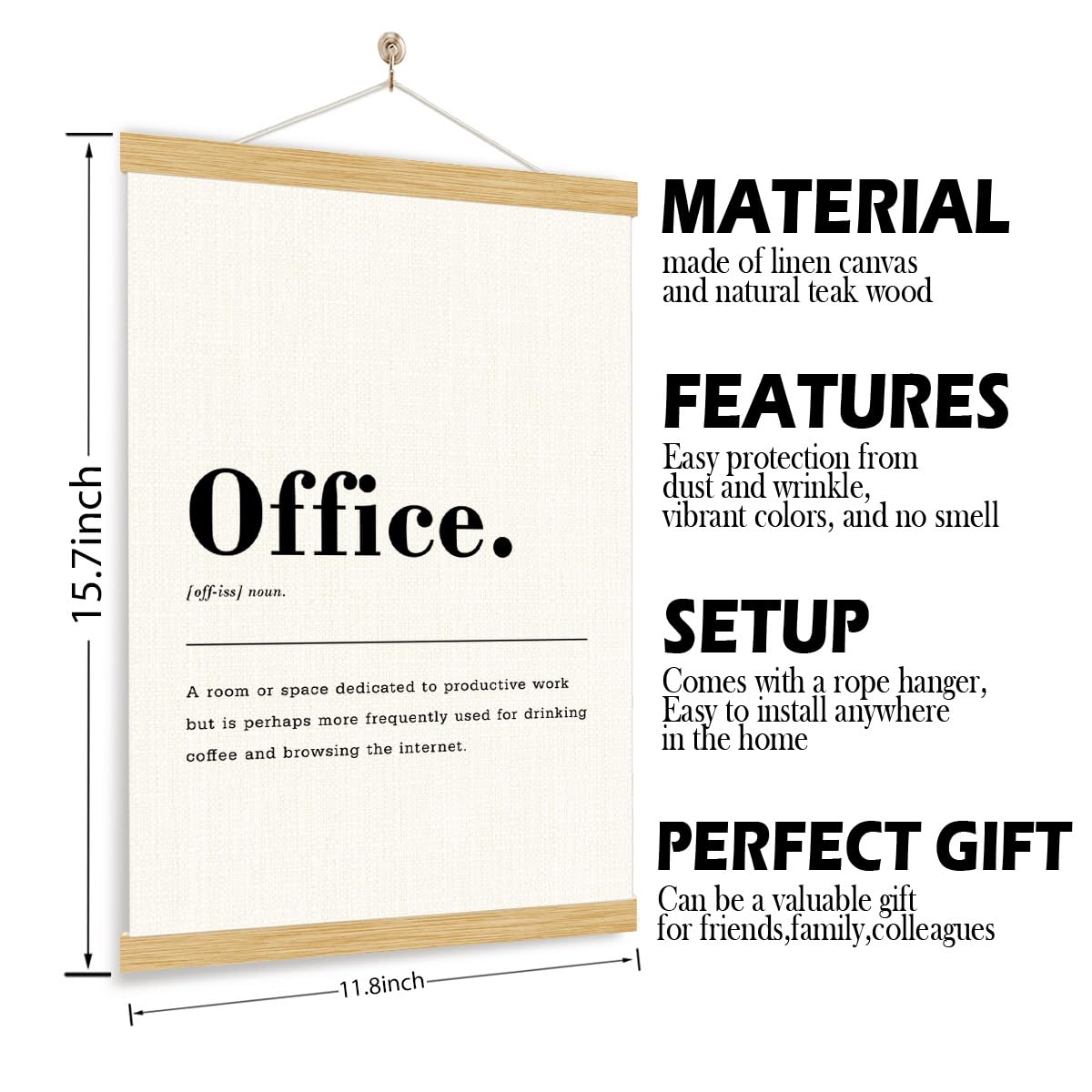 Office Definition Poster Hanger Frame, Wood Canvas Poster Hanging, Home Office Wall Art, Wall Canvas Posters Hanger, Home Decoration, workspace Decor