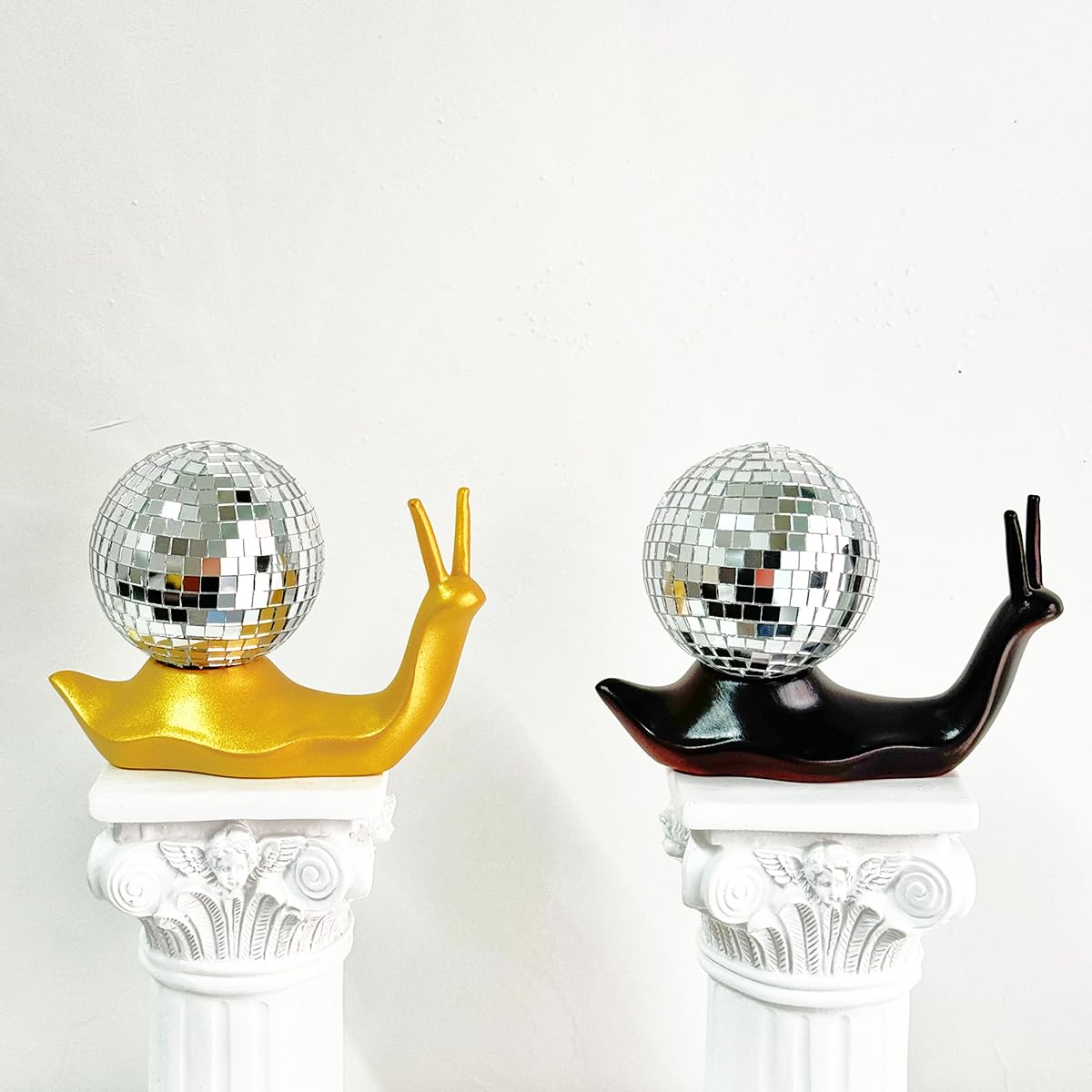 Black Disco Snail Handmade Disco Ball Snail Figurine Home Ornaments Aesthetic Room Decor Funky Decor Sculptures and Figurines Table Ornaments Shelf Office Display Unique Gift Disco Art