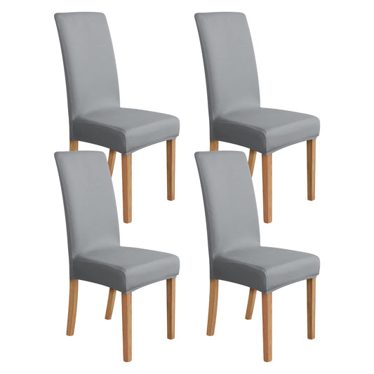 Amazon Basics Dining Chair Covers, Stretch Parson/Dining Chair Slipcover, Removable Washable Chair Protector for Home/Restaurant/Banquet, Light Grey Pack of 4