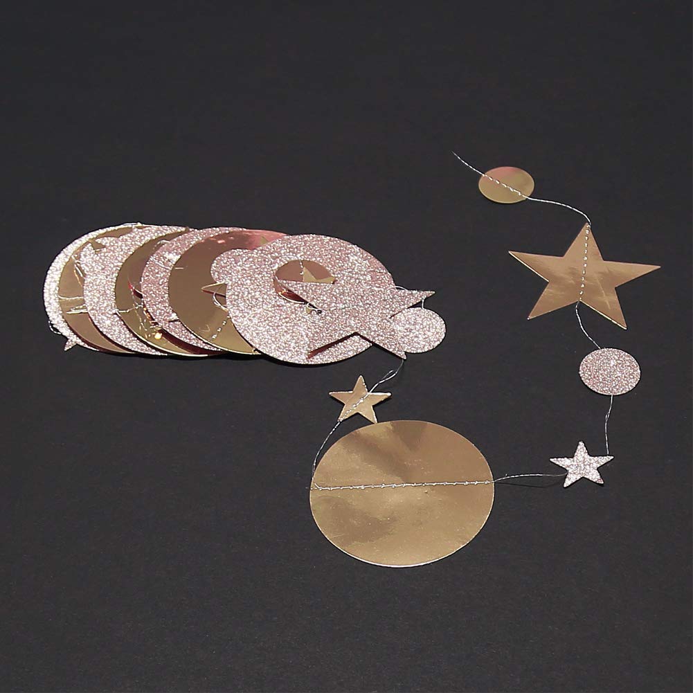 Decor365 Twinkle Star Garlands Champagne Gold Party Decorations Stars Banner Ceiling Hanging Decor Streamer Backdrop for Birthday Bachelorette Christmas New Year Eve Starry Night Theme Party Decor