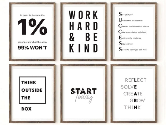 HUACANVASART Office Inspirational Wall Art Prints, Home Office Decor Encouragement Posters for Decoration