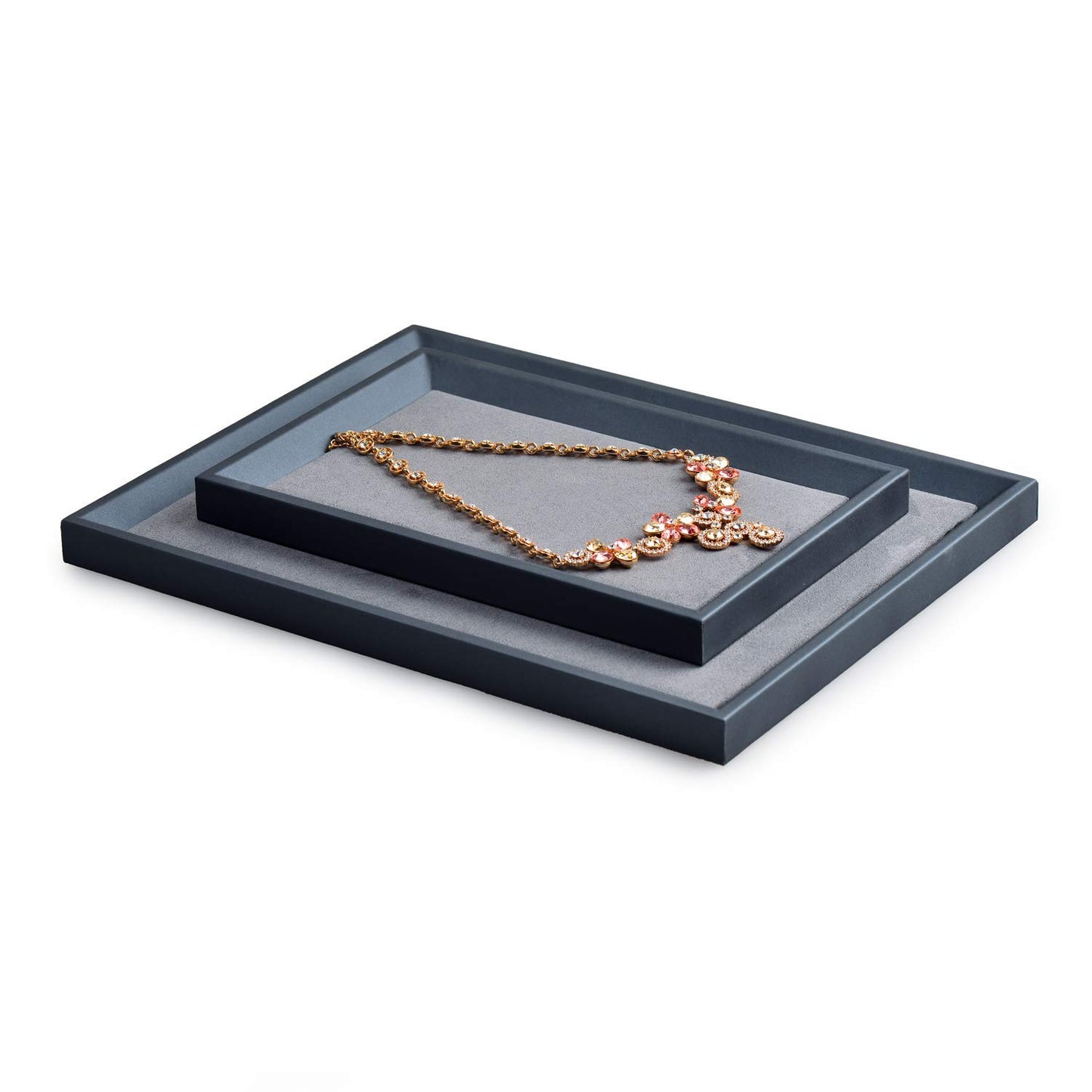 Oirlv Premium Leather Flat Jewelry Tray Jewelry Display Organizer Valet Tray for Nightstand or Dresser Organizer(Medium)