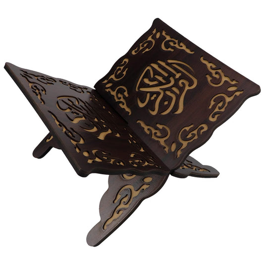 LNQ LUNIQI Foldable Wooden Book Stand Quran Bible Book Holder Muslim Reading Bookshelf Magazine Cookbook Display Holder for Display Reading Prayer Chapel（Black）