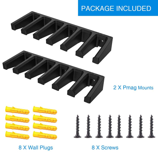 RUSFOL Solid ABS 6X Standard PMAG Wall Mount, Mag Holder, Home Magazine Storage Rack, 2 Pack