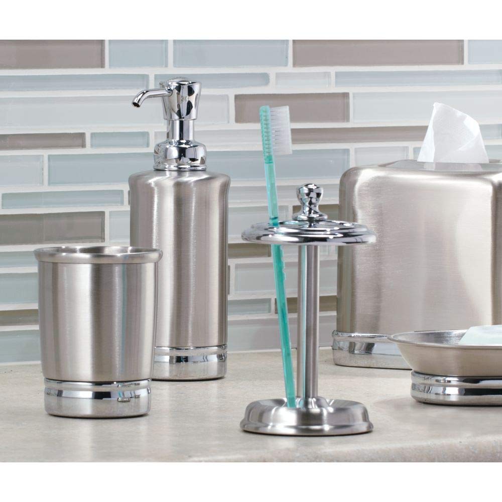 iDesign York Metal Soap Saver, Holder Tray for Bathroom Counter, Shower, Kitchen, 4" x 5.5" x 1.5", Brushed Stainless Steel