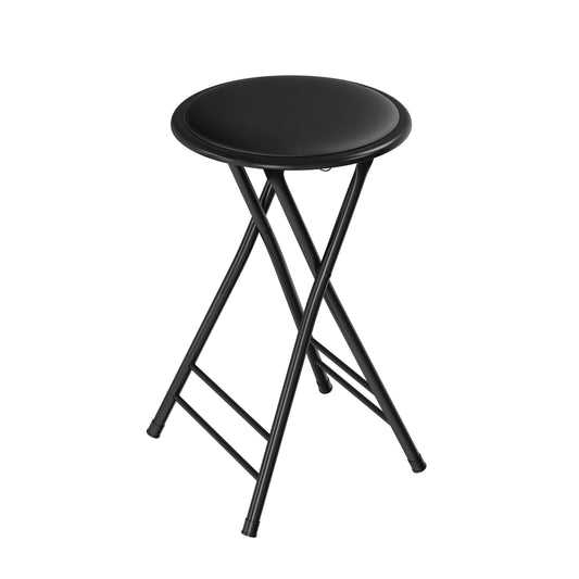 Trademark Home Collection Backless Folding Stool with 225lb Capacity for Kitchen or Rec Room - Portable Indoor Counter Bar Stools (24-Inch, Black)