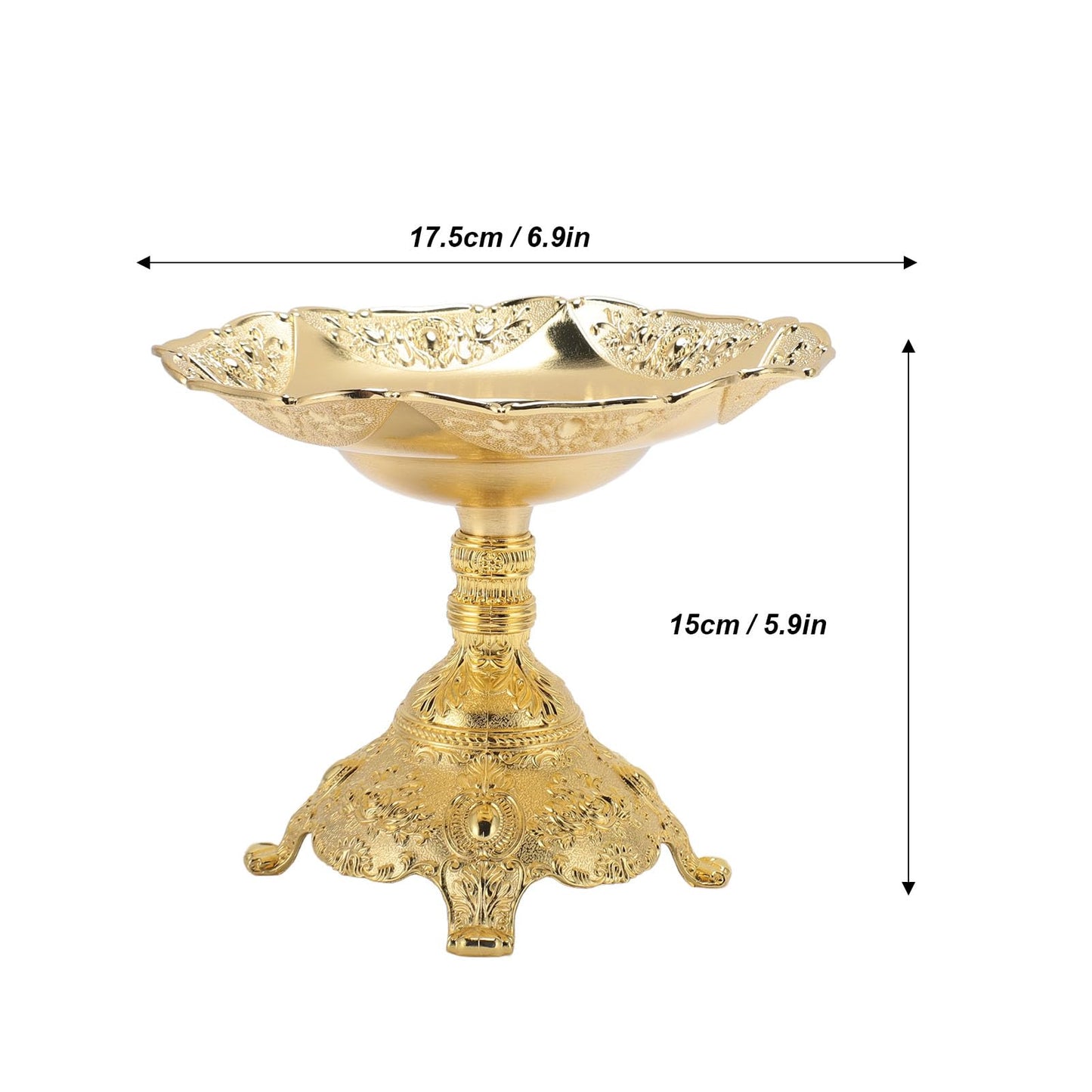 Fruit Plate European Style Fruit Tray Snack Tray,Fruits Basket Ornaments Food Serving Tray, Metal Zinc Alloy Snack Nut Food Serving Storage Rack Dining Table Decor for Desktop Decoration(Gold)