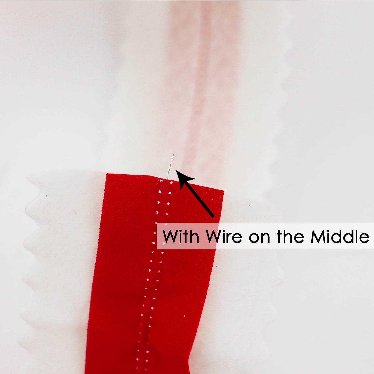 MEEDEE Christmas 2.5 Inch Gift Wrap Ribbon 10 Yards Wired Felt Ribbon White with Pink Velvet Middle Rickrack Cutout Ribbons for Christmas Tree Decoration, Topper Bow, Garland