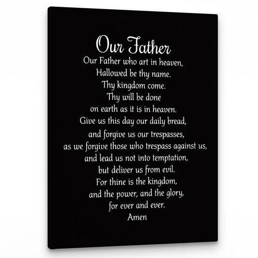 PHAMTE Our Father Prayer Wall Decor,Christian The Lords Prayer Wall Art Decor,Inspirational Quotes Bible Verse Scripture Print Framed Canvas Painting Christian Prayer Room Office Church Decor（11x14 Inch）（Black）