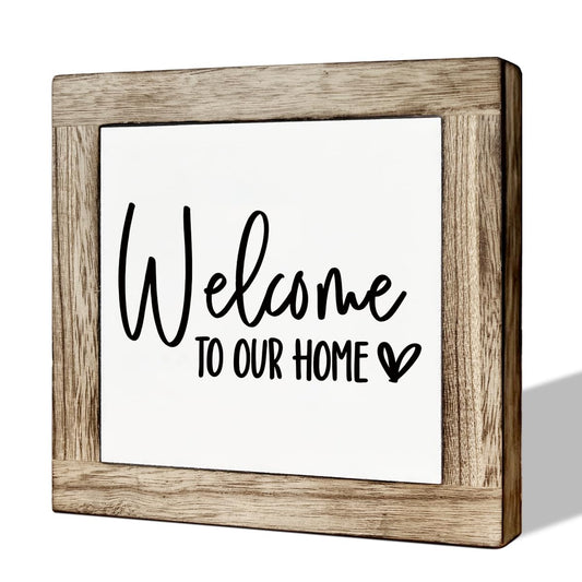 Welcome Sign, Wooden Box Signs for Home Decor, Freestanding Welcome Decor Sign, Farmhouse Decor for Entryway, Front Door Decortion, Housewarming Tabletop Decortion
