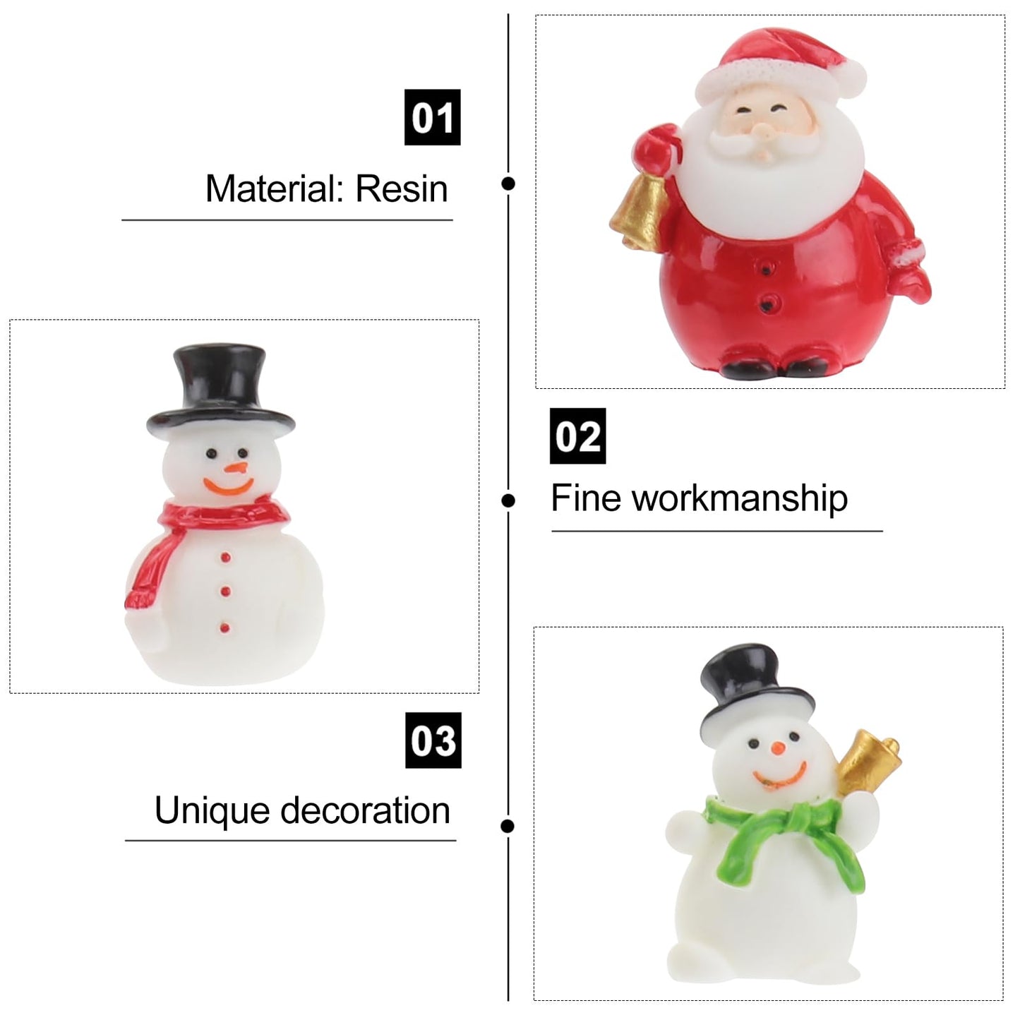 CLISPEED Miniature Christmas Figurines: 10pcs Mini Christmas Figurines Small Santa Figures Tiny Decorations Miniatures for Crafts Xmas Party Decor