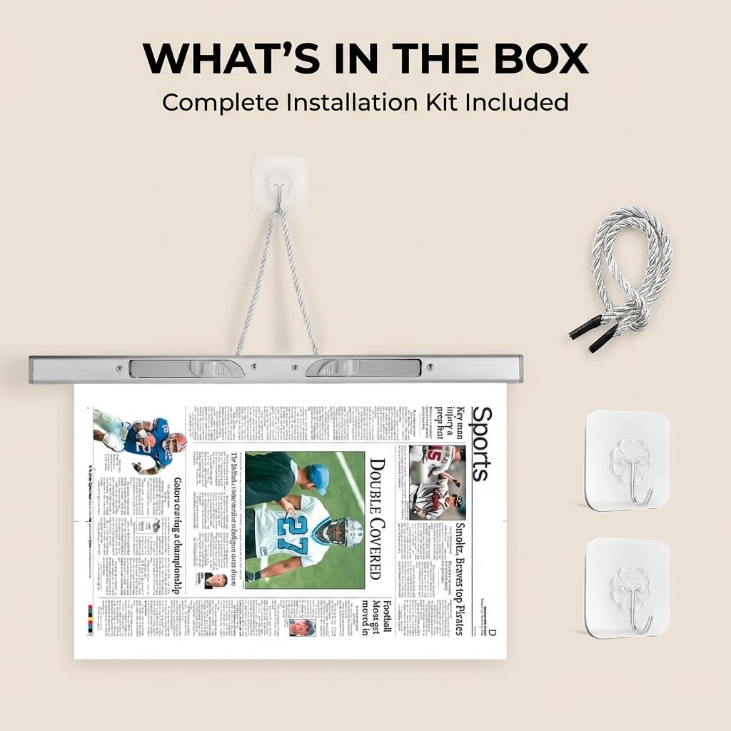 lcocove Aluminum Alloy Newspapers Holders for Office，Home,Newspaper Rack Can Hold 30 pages,Newspaper Hanger Holding Files on the Wall to Save the Space