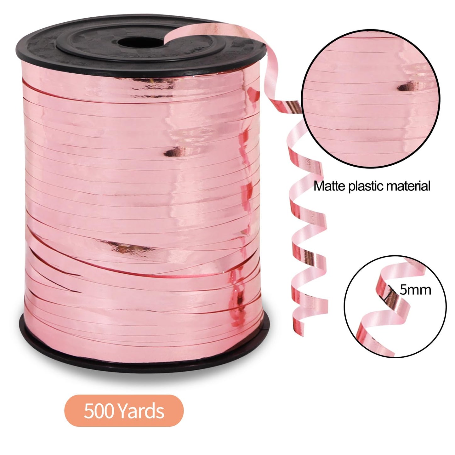 TONIFUL 500 Yards Curling Ribbon-Balloon Ribbon-Shiny Rose Gold Metallic String for DIY Decor,Gift Wrapping,Ribbons and Bows for Christmas New Year Birthday Gifts Graduation Supplies