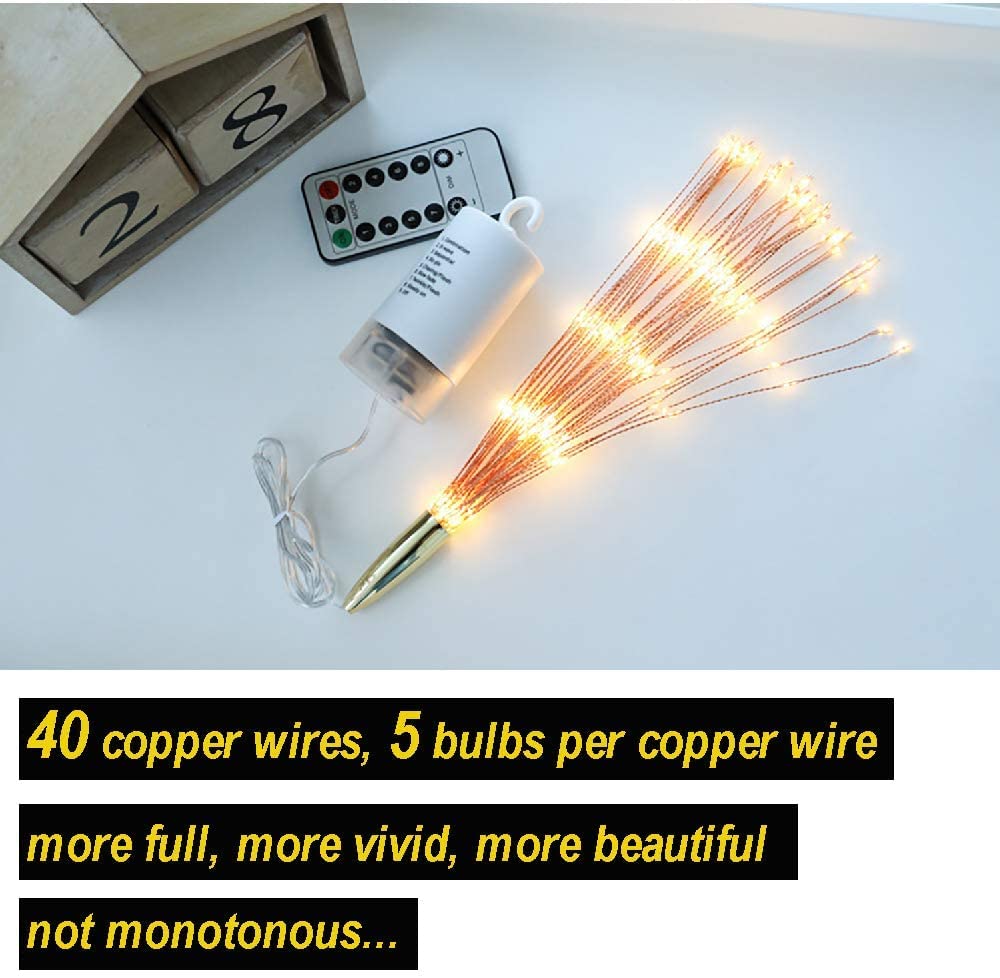 PXBNIUYA 200LED Hanging Sphere Lights, Battery Operated Starburst Lights, 8 Modes Dimmable Remote Control, Waterproof Copper Wire Fairy Light for Indoor Outdoor Christmas Decor (Warm White)