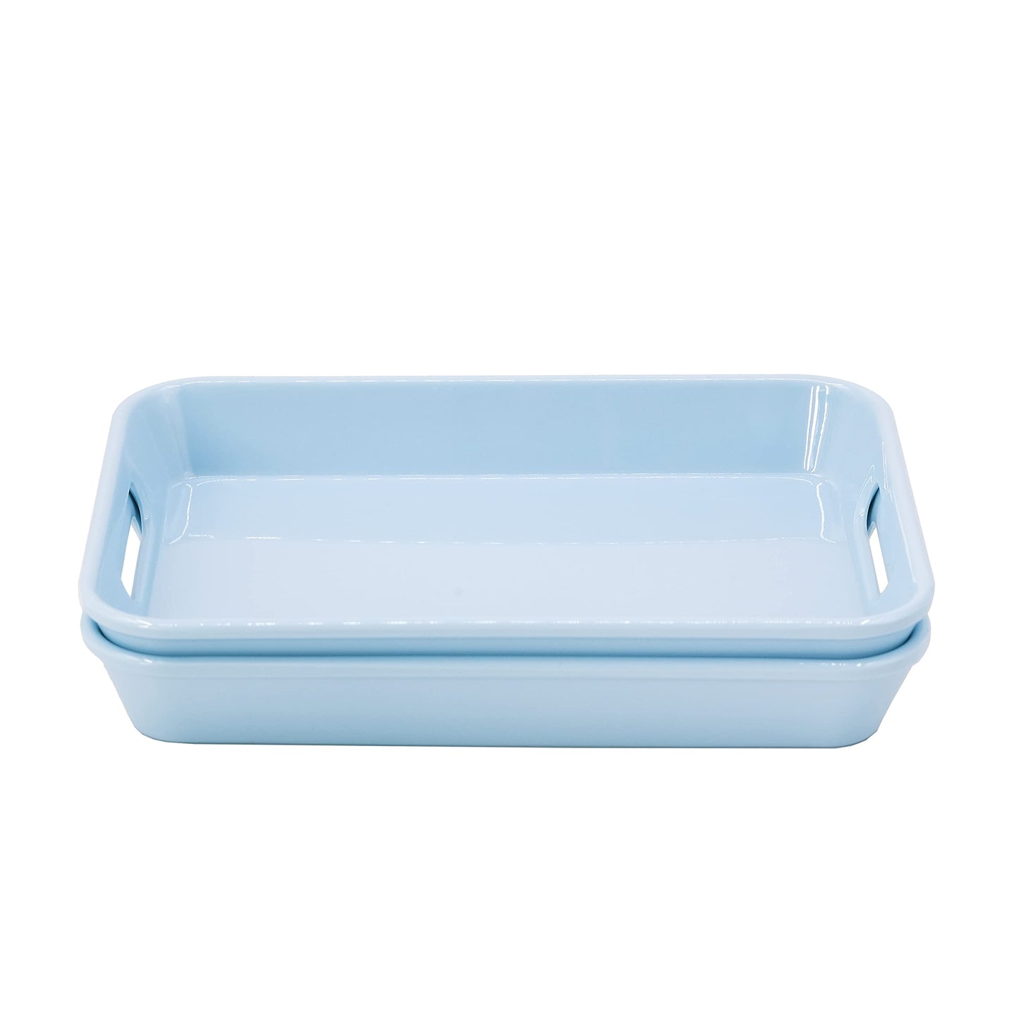 Melamine Trays with Cutout Handles – Set of 2 (8.5" x 6"), Multiple Color Option (Blue)