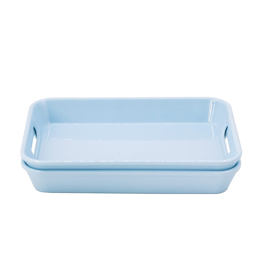 Melamine Trays with Cutout Handles – Set of 2 (8.5" x 6"), Multiple Color Option (Blue)
