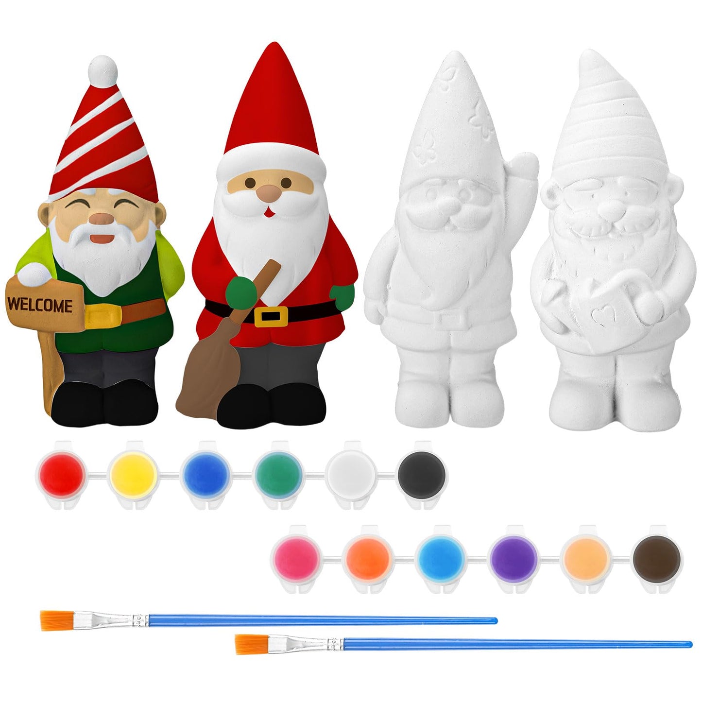 Barydat 4 Sets Spring Ceramic Gnomes to Paint Ready to Paint Your Own Gnome with Brush 5 Inches Arts Crafts for Adults Xmas DIY Figurines Kit