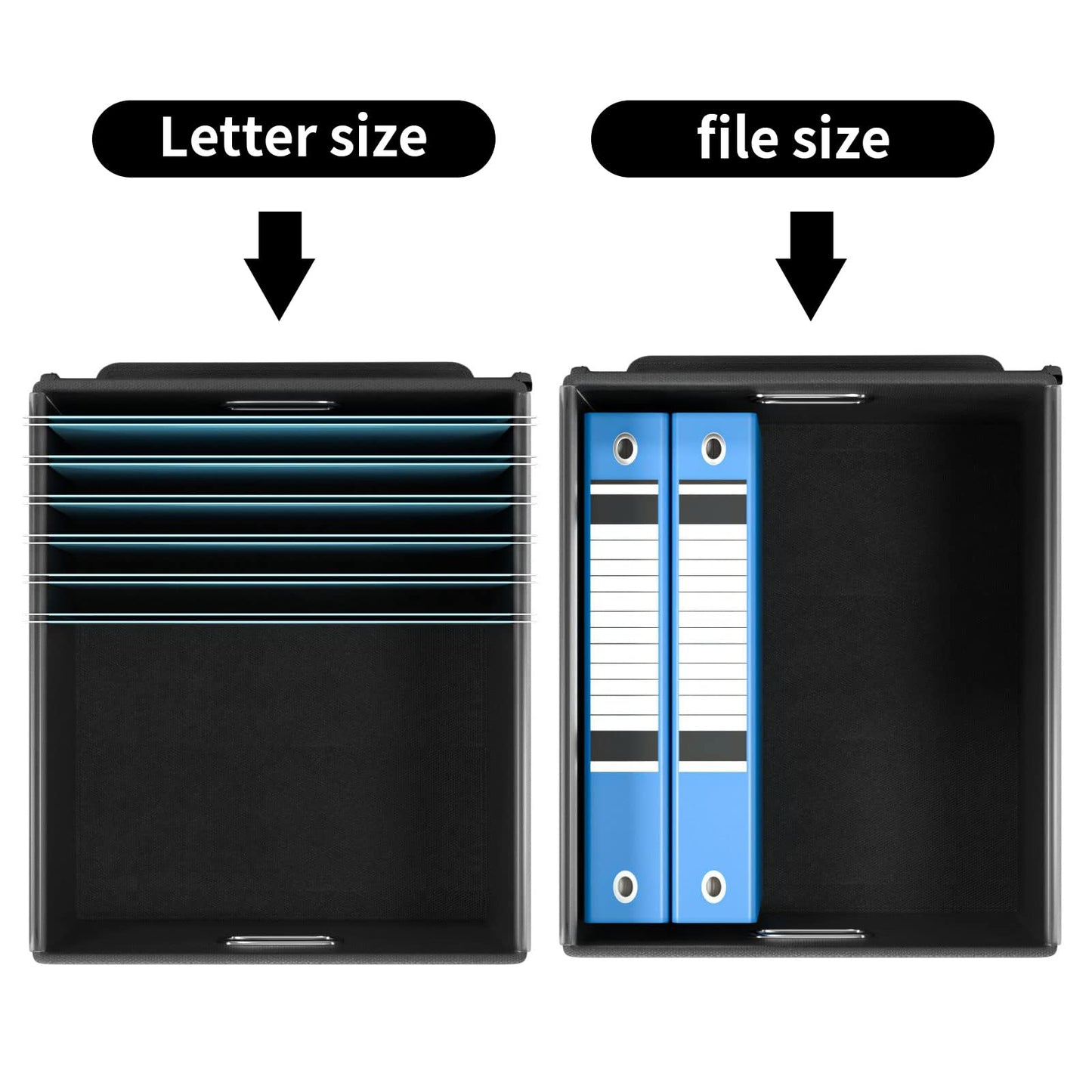 Huolewa File Organizer Box with Lid, Collapsible File Folder Organizer for Office Document Storage, Filing Box with Plastic Slide for Letter Size Hanging File Folders(1 Pack, Black)