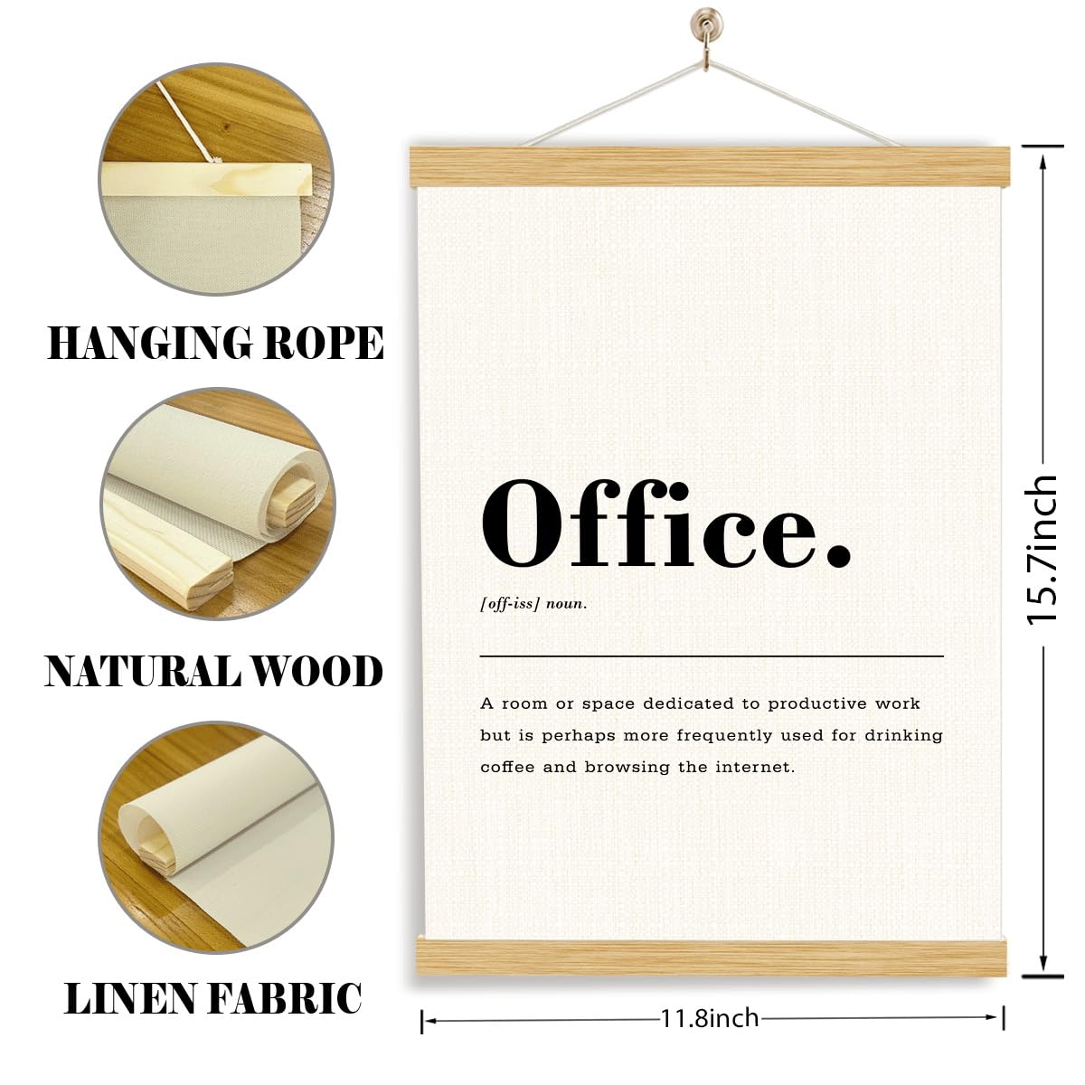Office Definition Poster Hanger Frame, Wood Canvas Poster Hanging, Home Office Wall Art, Wall Canvas Posters Hanger, Home Decoration, workspace Decor