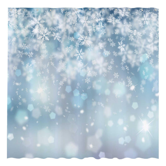 Allenjoy 72x72 inch Winter Shower Curtain Falling Snowflake Bokeh Ice Wonderland Bathroom Curtain Durable Waterproof Fabric Bathtub Sets Home Decor
