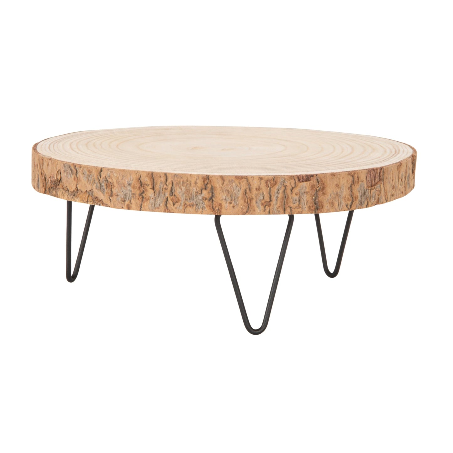Creative Co-Op Large Paulownia Wood Pedestal with Metal Legs