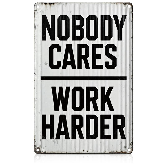 Vintage Motivational Gym Metal Tin Sign Nobody Cares Work Harder Wall Art for Home Gym Wall Decor