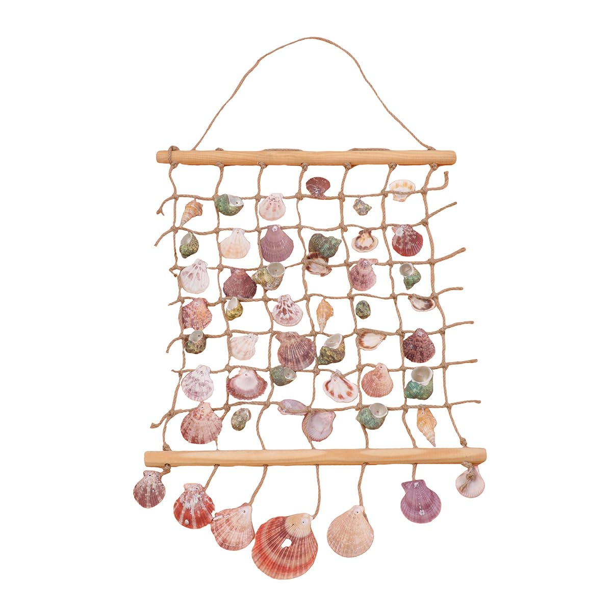 DECHOUS Sea Shell Wall Hanging Decor: Beach Ocean Macrame Wall Hanging Seashell Decor for Home Coastal Beach Themed Room - 20x15 Inch