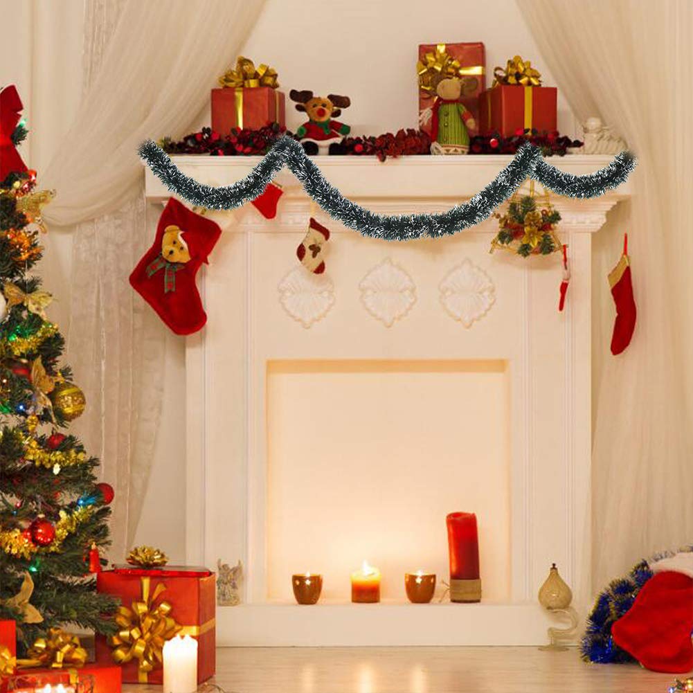 CCINEE 33FT Christmas Garland,Artificial Greenery Garland with Snow for Mantle Stair Fireplace Xmas Decoration
